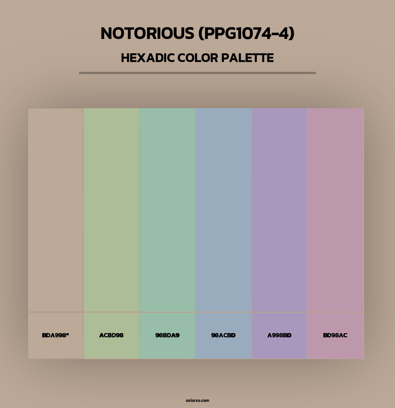 Notorious (PPG1074-4) - Hexadic Color Palette