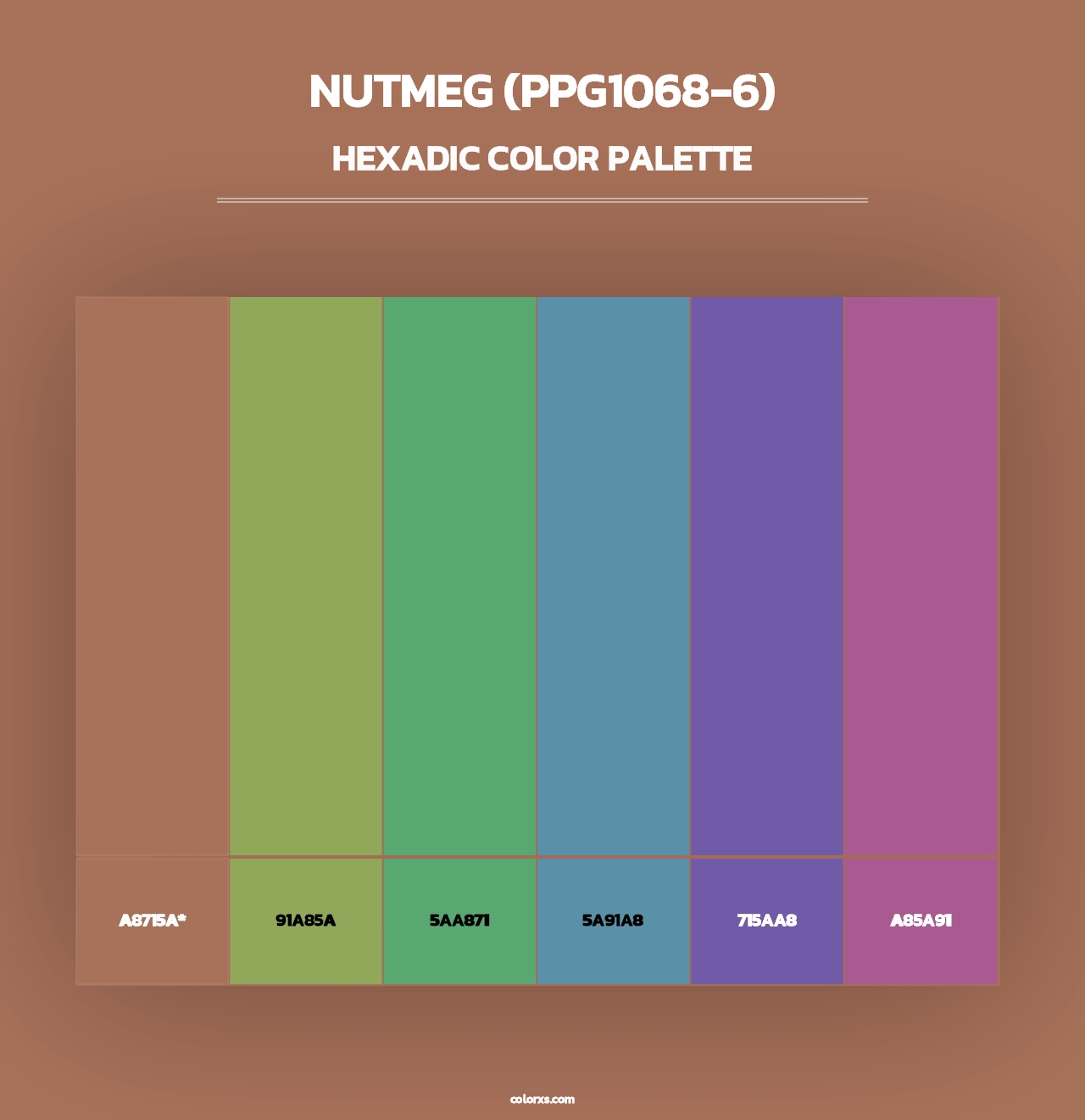 Nutmeg (PPG1068-6) - Hexadic Color Palette