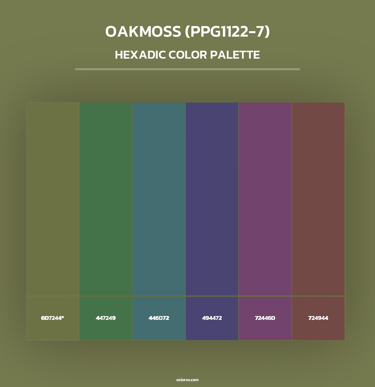 Oakmoss (PPG1122-7) - Hexadic Color Palette