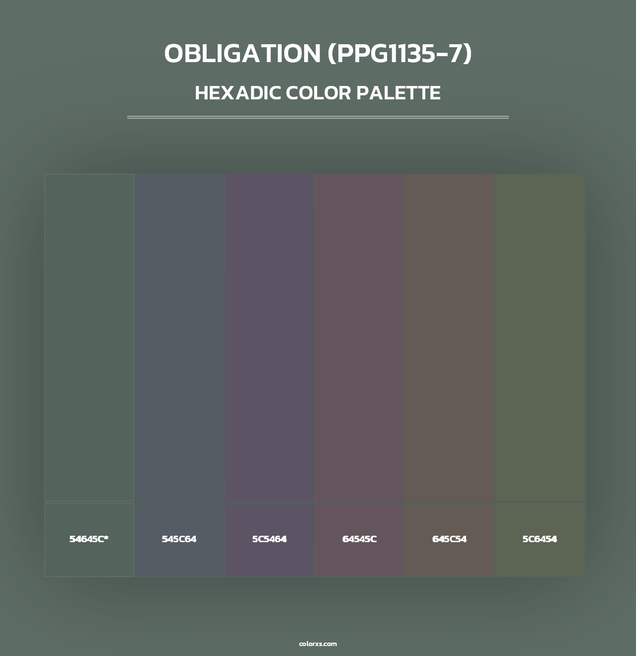 Obligation (PPG1135-7) - Hexadic Color Palette