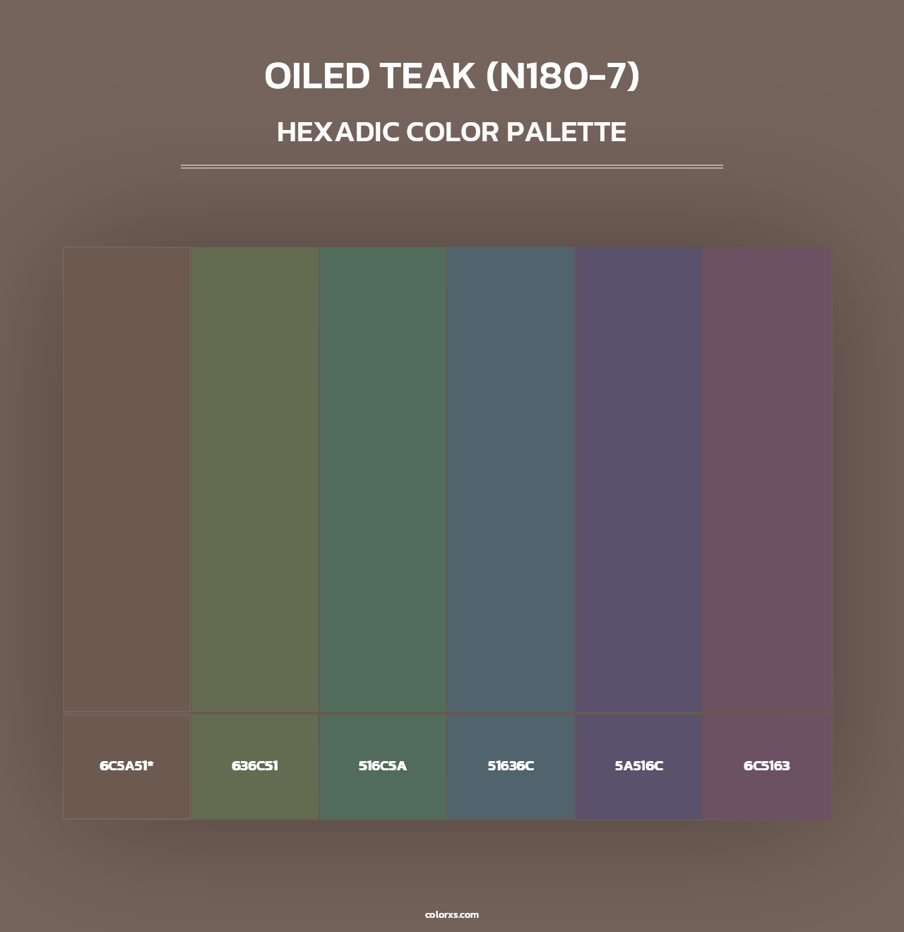 Oiled Teak (N180-7) - Hexadic Color Palette