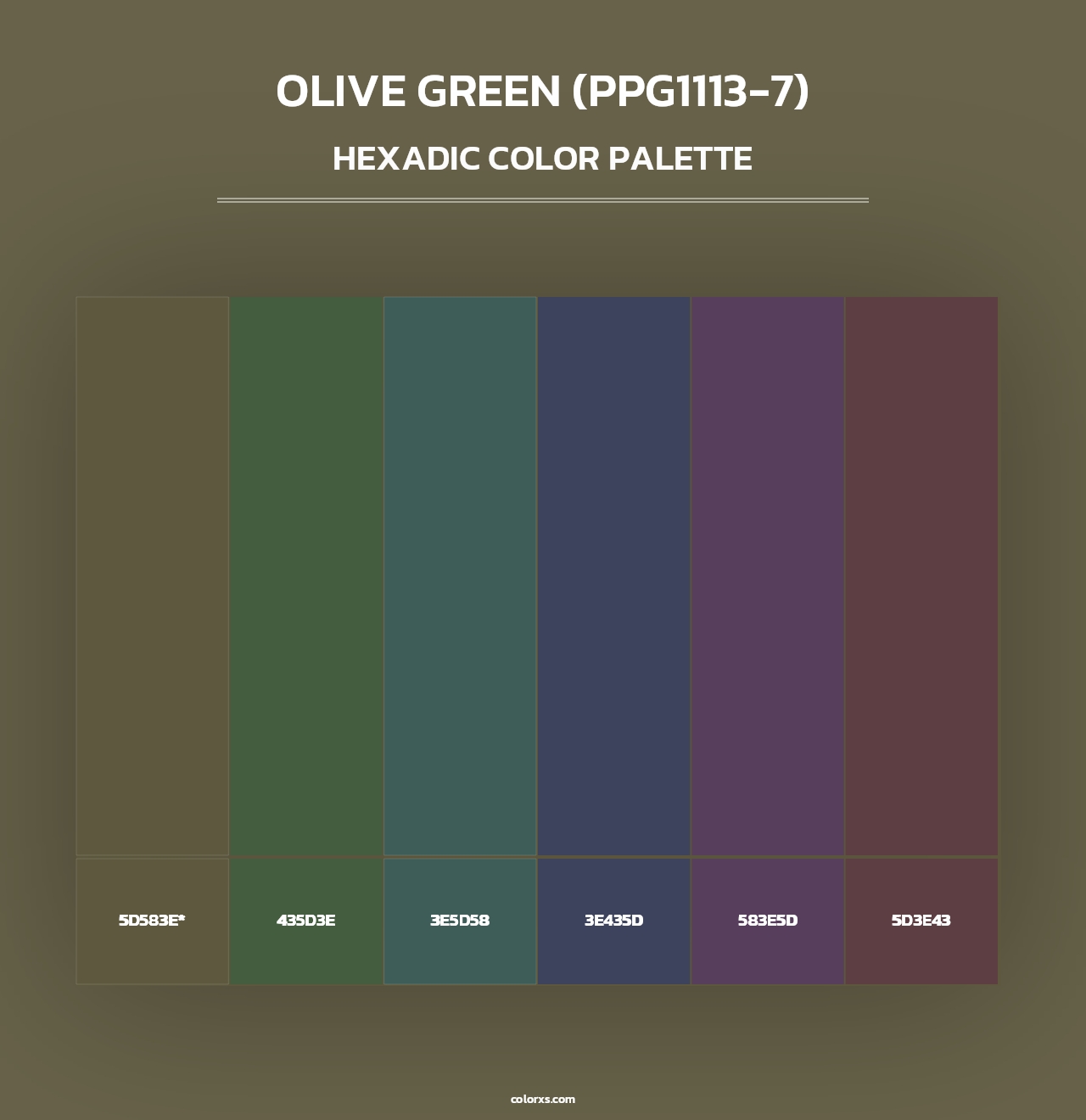 Olive Green (PPG1113-7) - Hexadic Color Palette