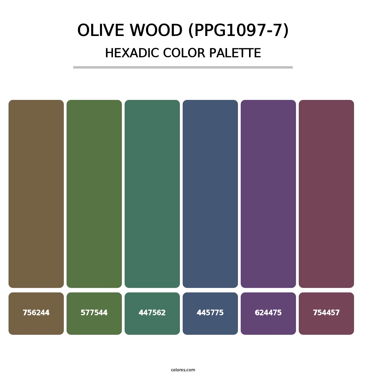 Olive Wood (PPG1097-7) - Hexadic Color Palette