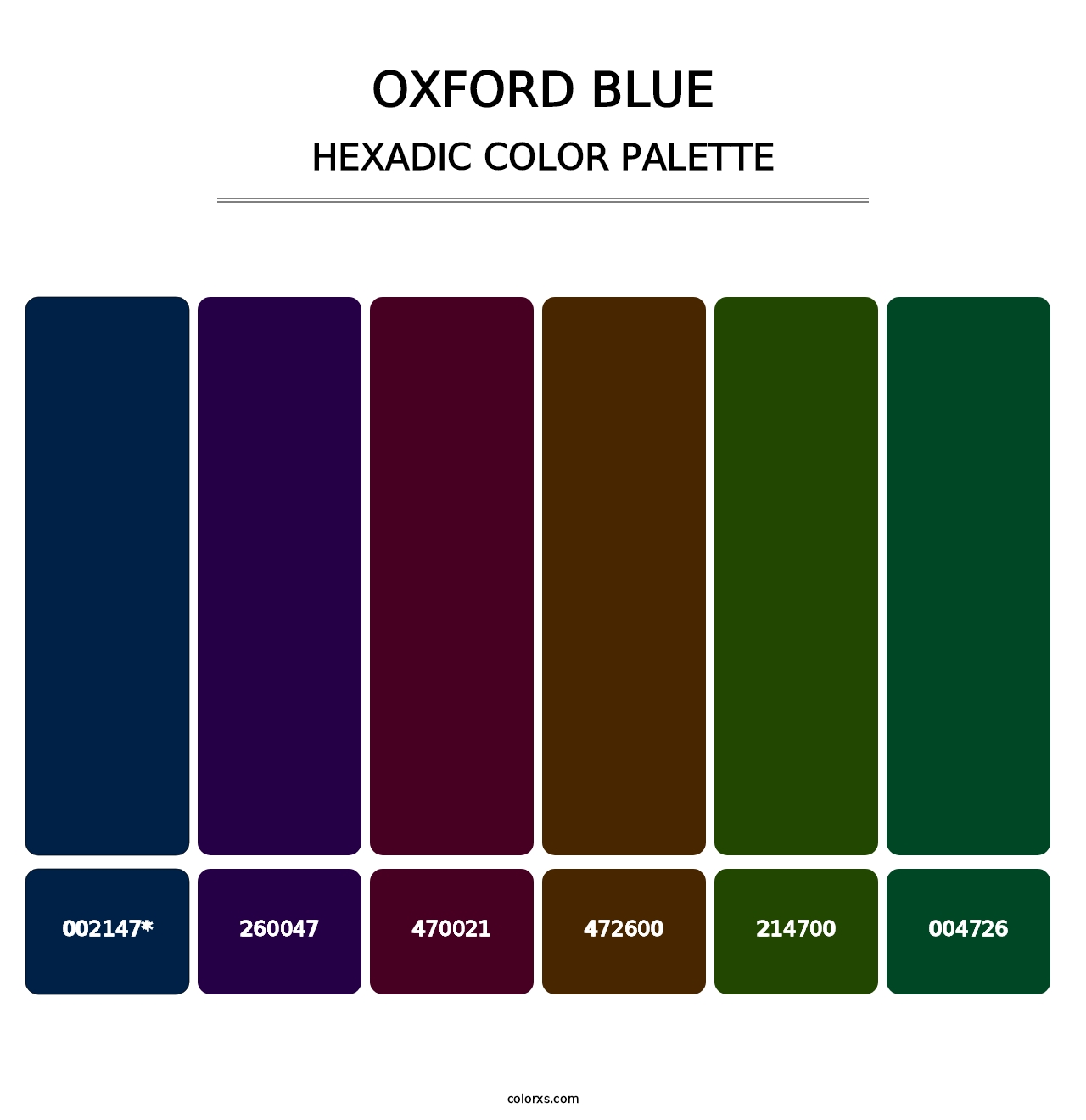 Oxford Blue - Hexadic Color Palette