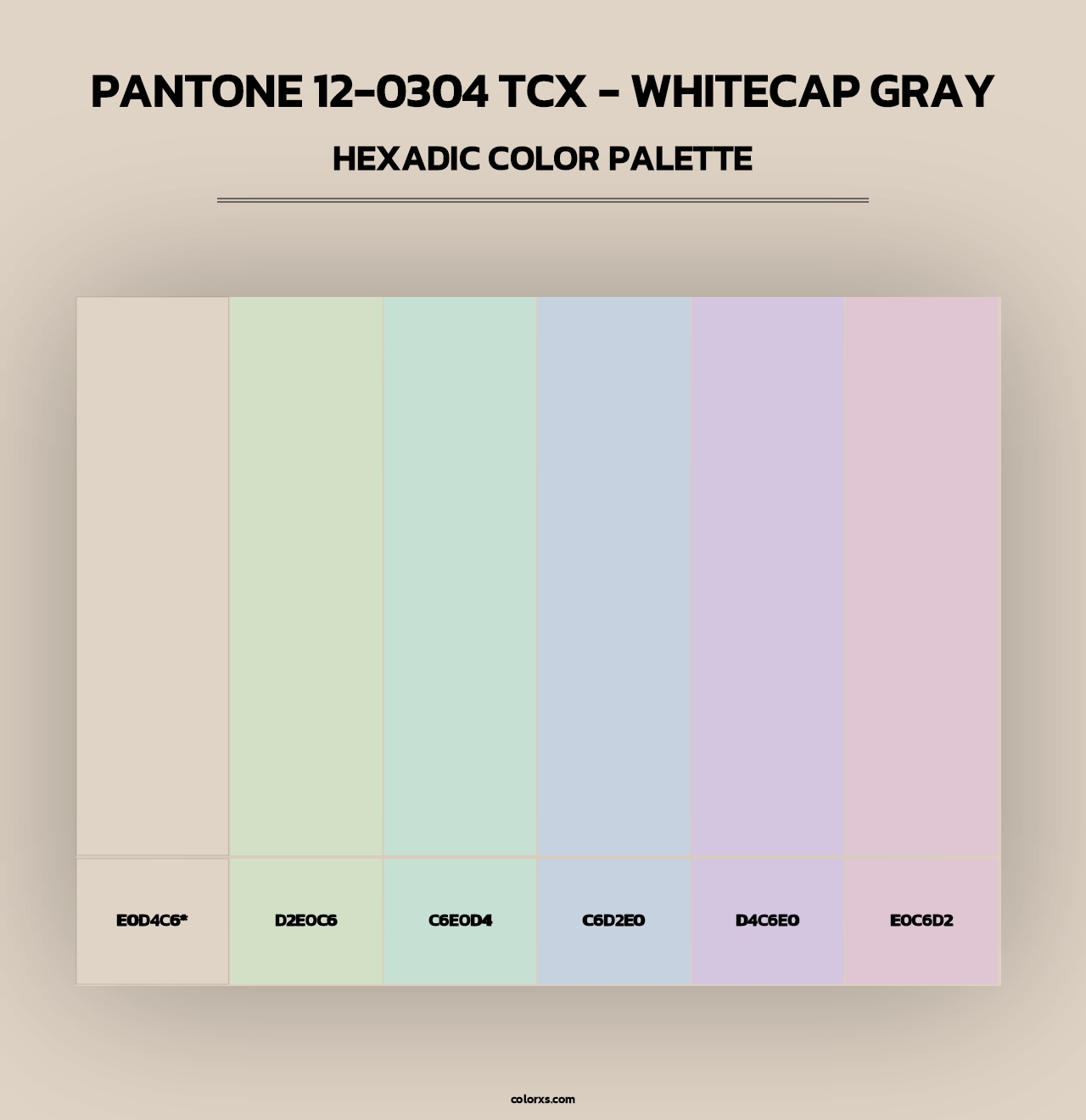 PANTONE 12-0304 TCX - Whitecap Gray - Hexadic Color Palette