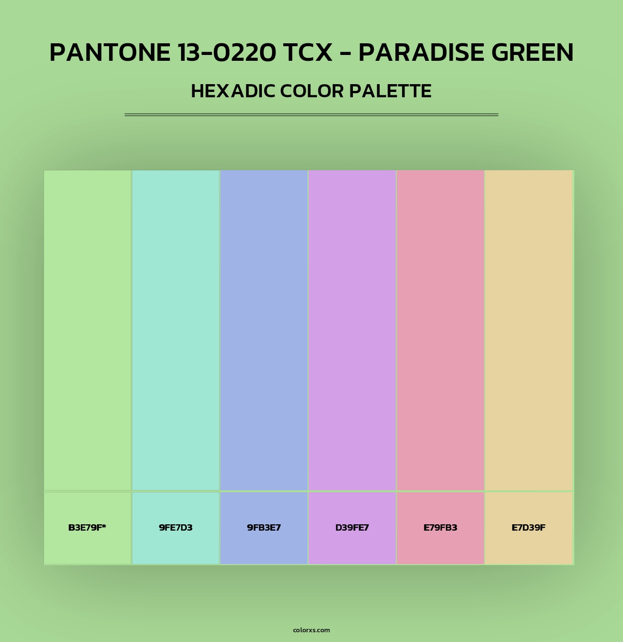 PANTONE 13-0220 TCX - Paradise Green - Hexadic Color Palette