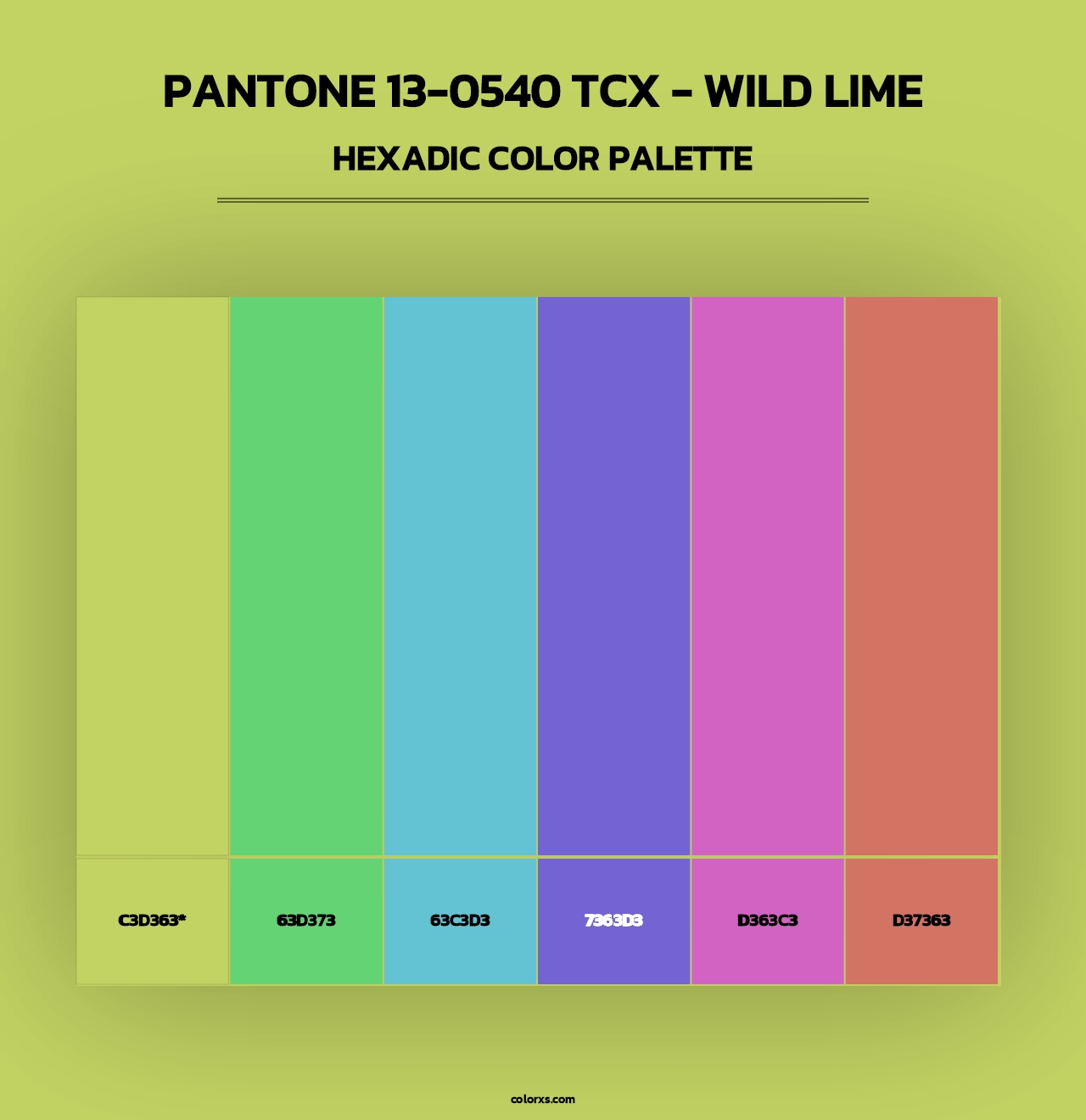 PANTONE 13-0540 TCX - Wild Lime - Hexadic Color Palette