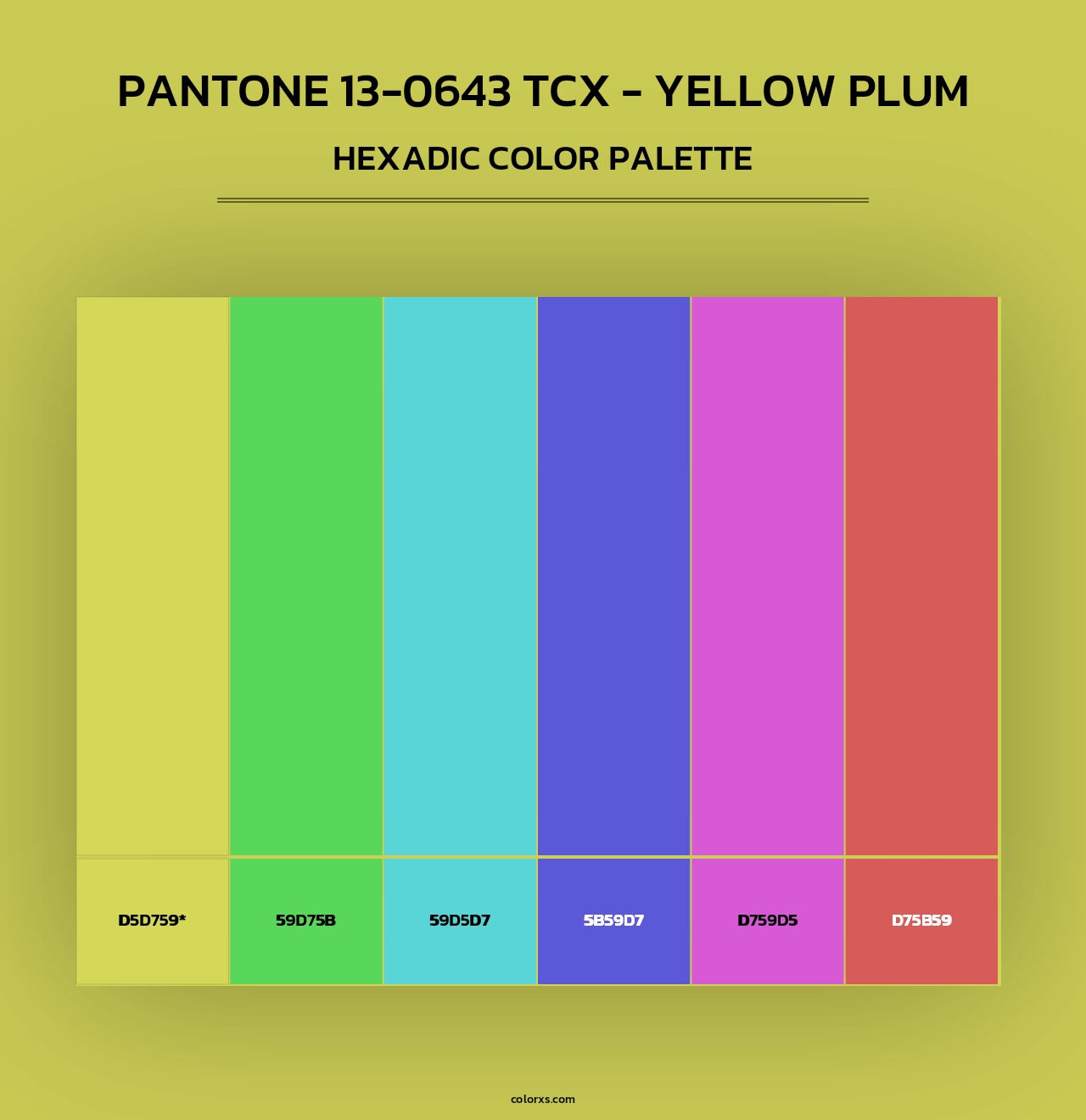 PANTONE 13-0643 TCX - Yellow Plum - Hexadic Color Palette