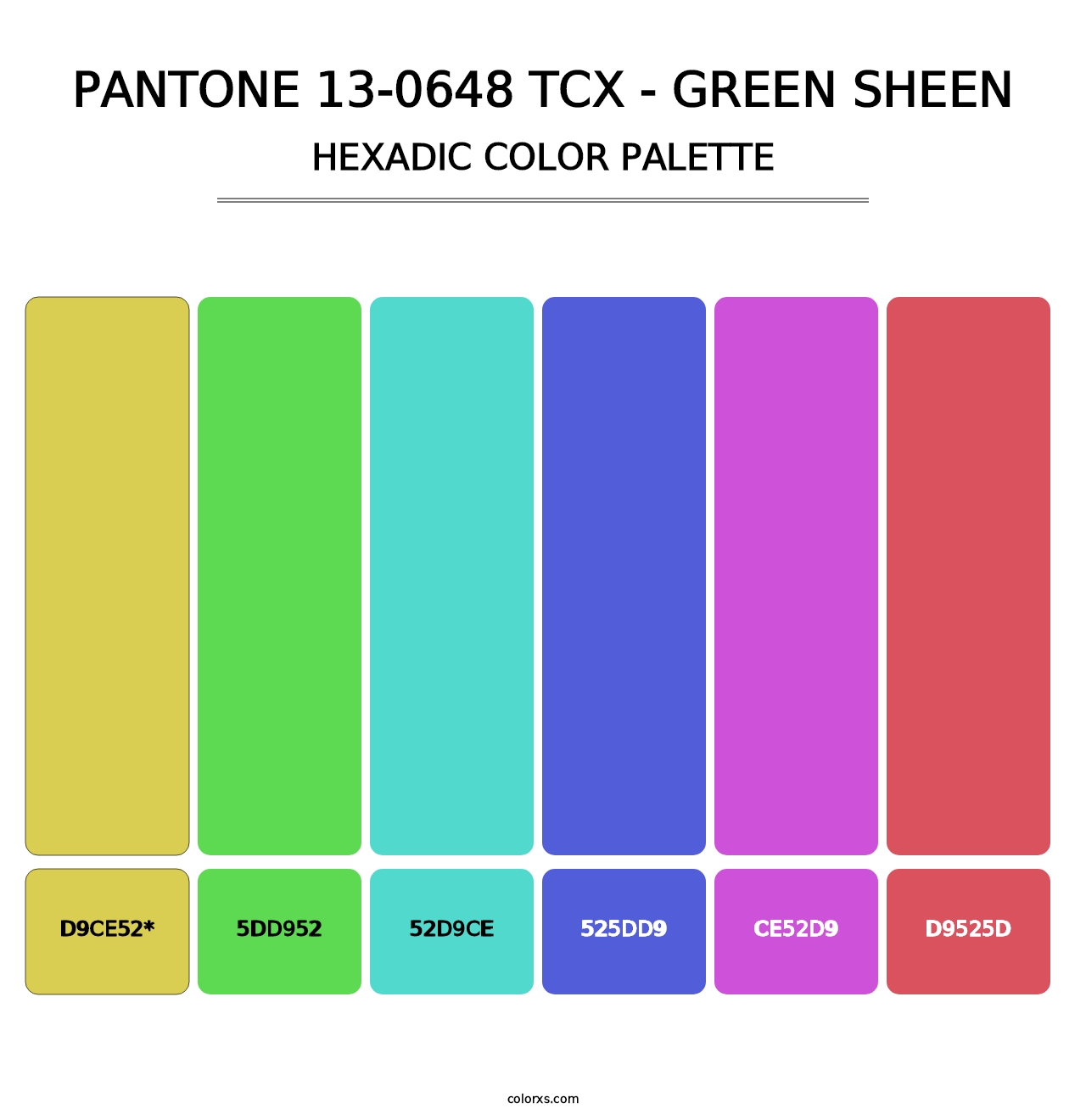 PANTONE 13-0648 TCX - Green Sheen - Hexadic Color Palette