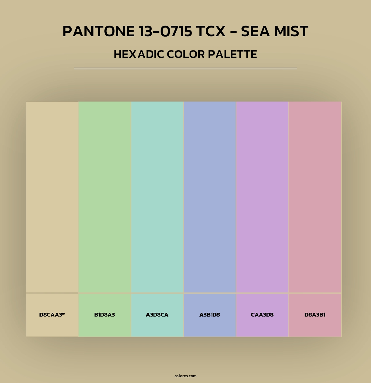 PANTONE 13-0715 TCX - Sea Mist - Hexadic Color Palette