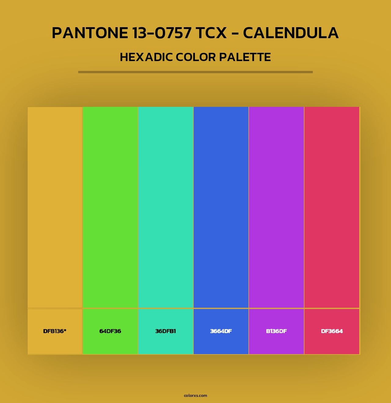 PANTONE 13-0757 TCX - Calendula - Hexadic Color Palette