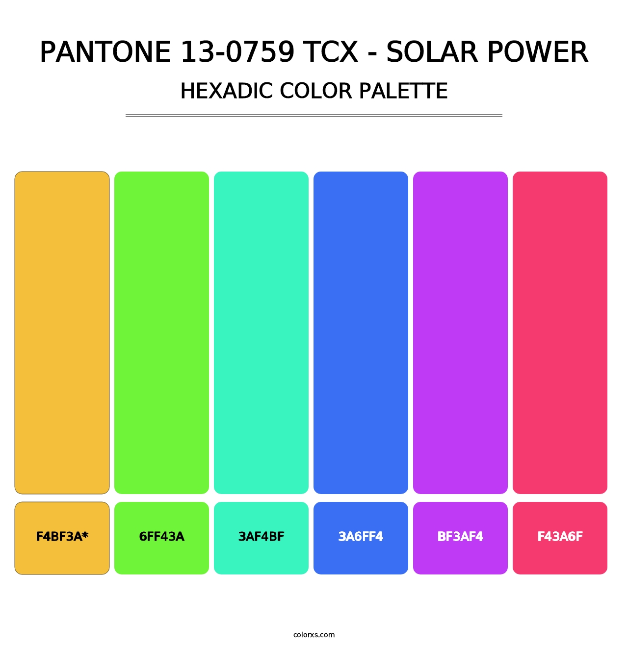 PANTONE 13-0759 TCX - Solar Power - Hexadic Color Palette