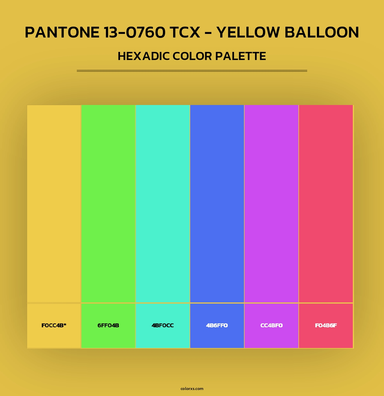 PANTONE 13-0760 TCX - Yellow Balloon - Hexadic Color Palette
