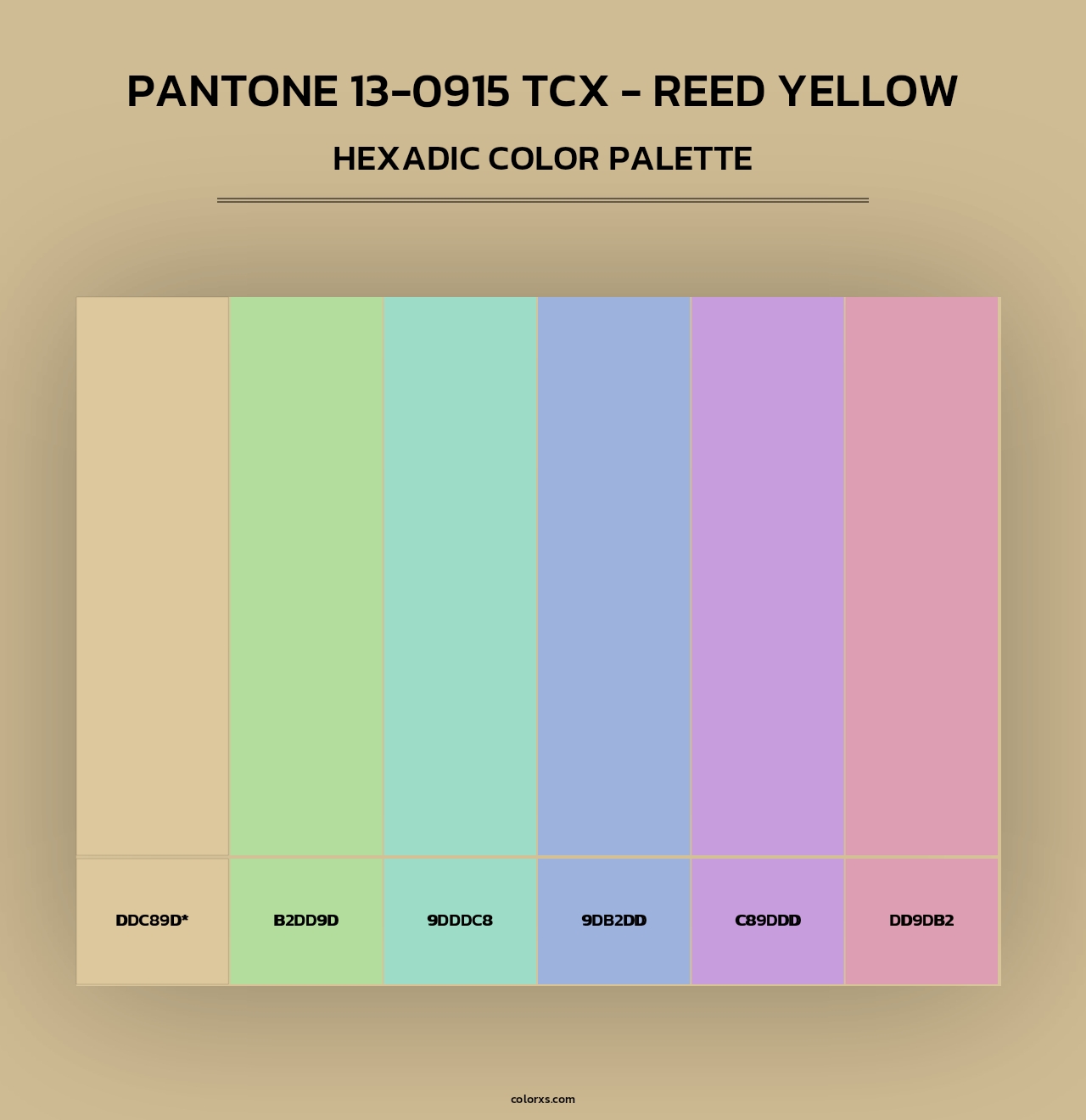 PANTONE 13-0915 TCX - Reed Yellow - Hexadic Color Palette