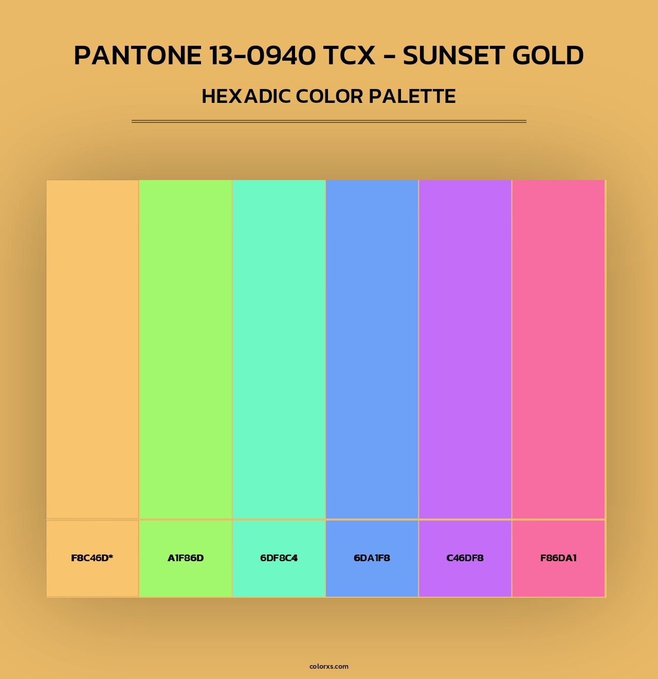 PANTONE 13-0940 TCX - Sunset Gold - Hexadic Color Palette