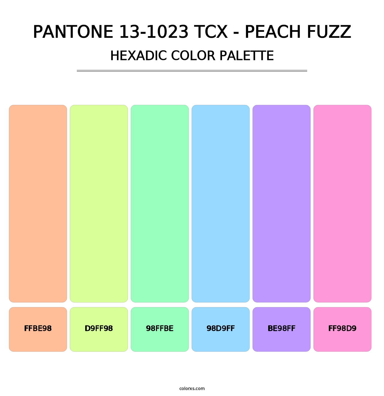 PANTONE 13-1023 TCX - Peach Fuzz - Hexadic Color Palette