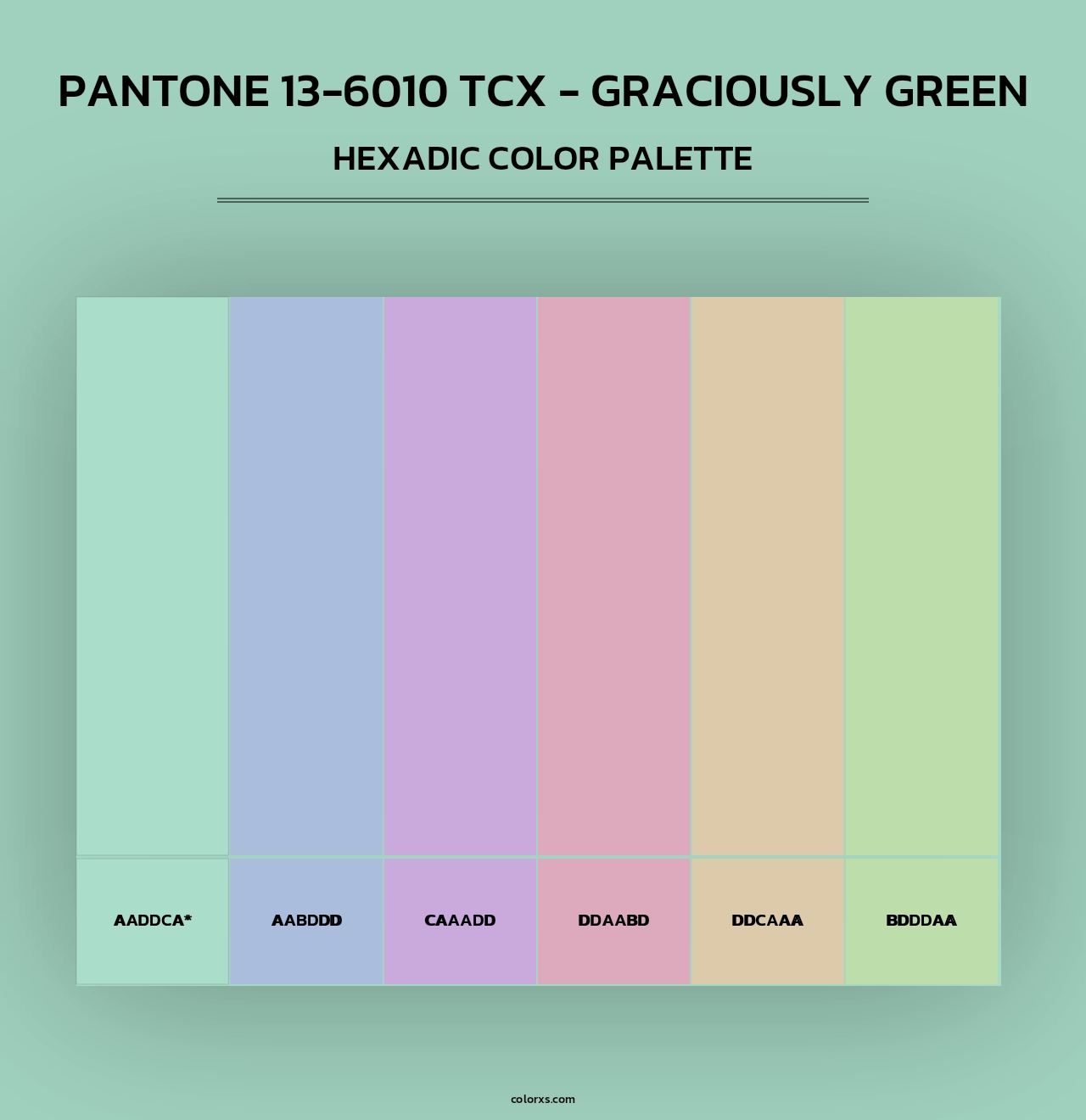 PANTONE 13-6010 TCX - Graciously Green - Hexadic Color Palette