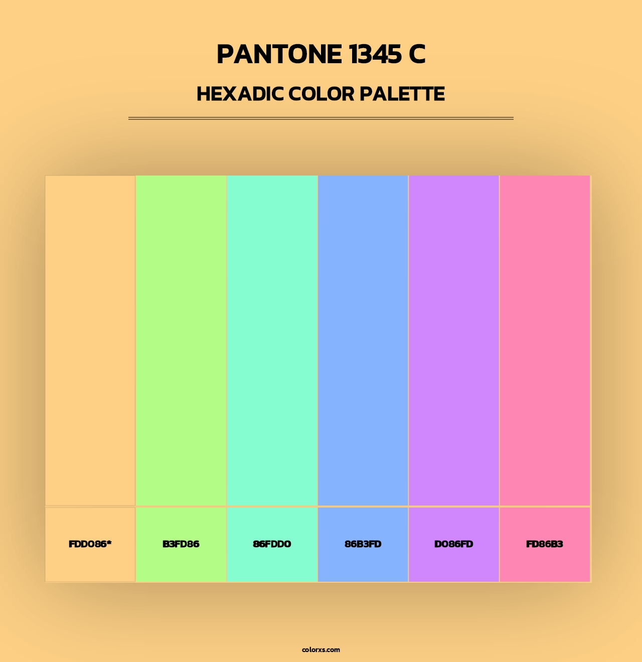 PANTONE 1345 C - Hexadic Color Palette