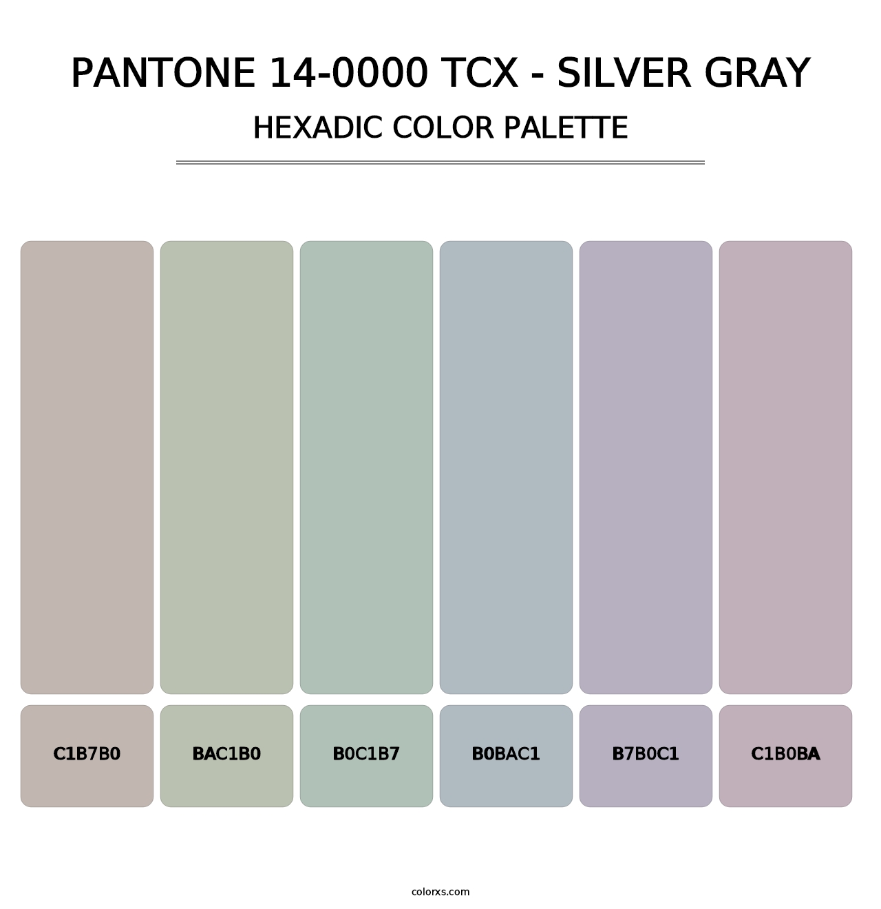 PANTONE 14-0000 TCX - Silver Gray - Hexadic Color Palette
