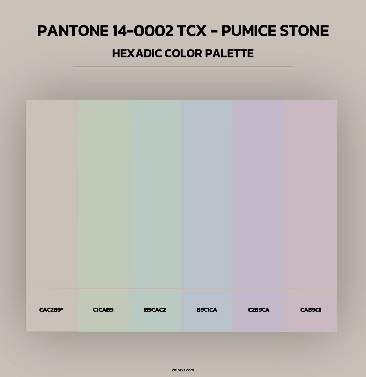 PANTONE 14-0002 TCX - Pumice Stone - Hexadic Color Palette