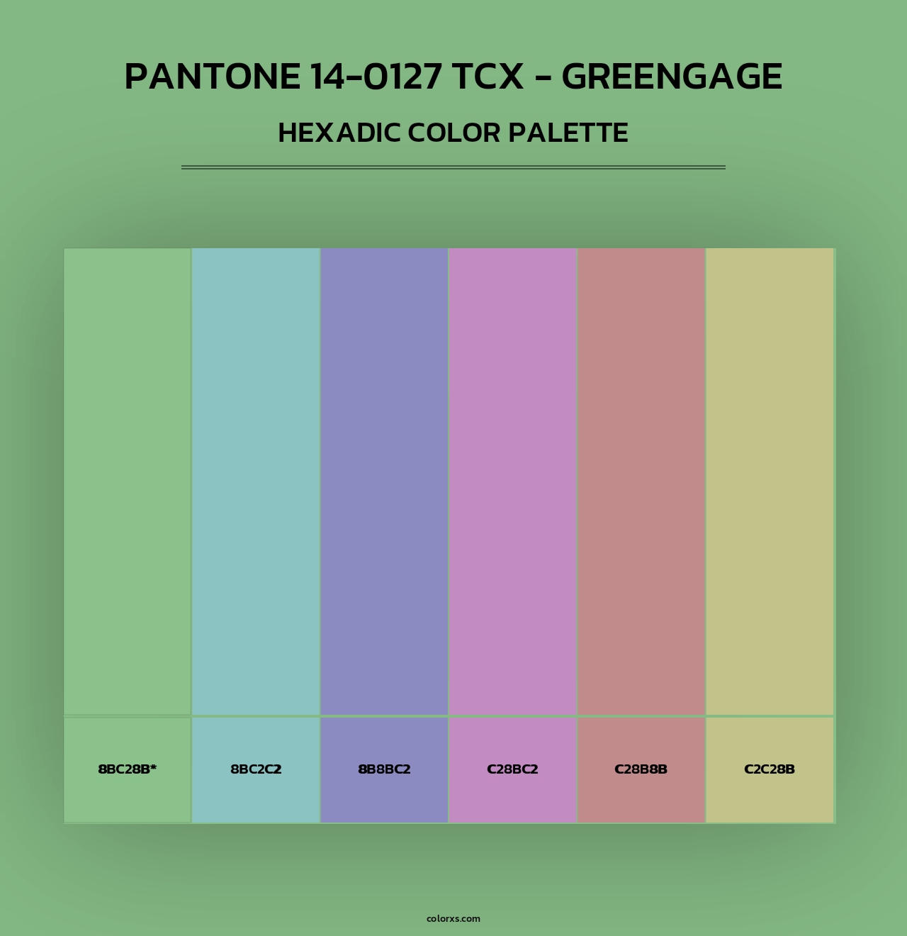 PANTONE 14-0127 TCX - Greengage - Hexadic Color Palette