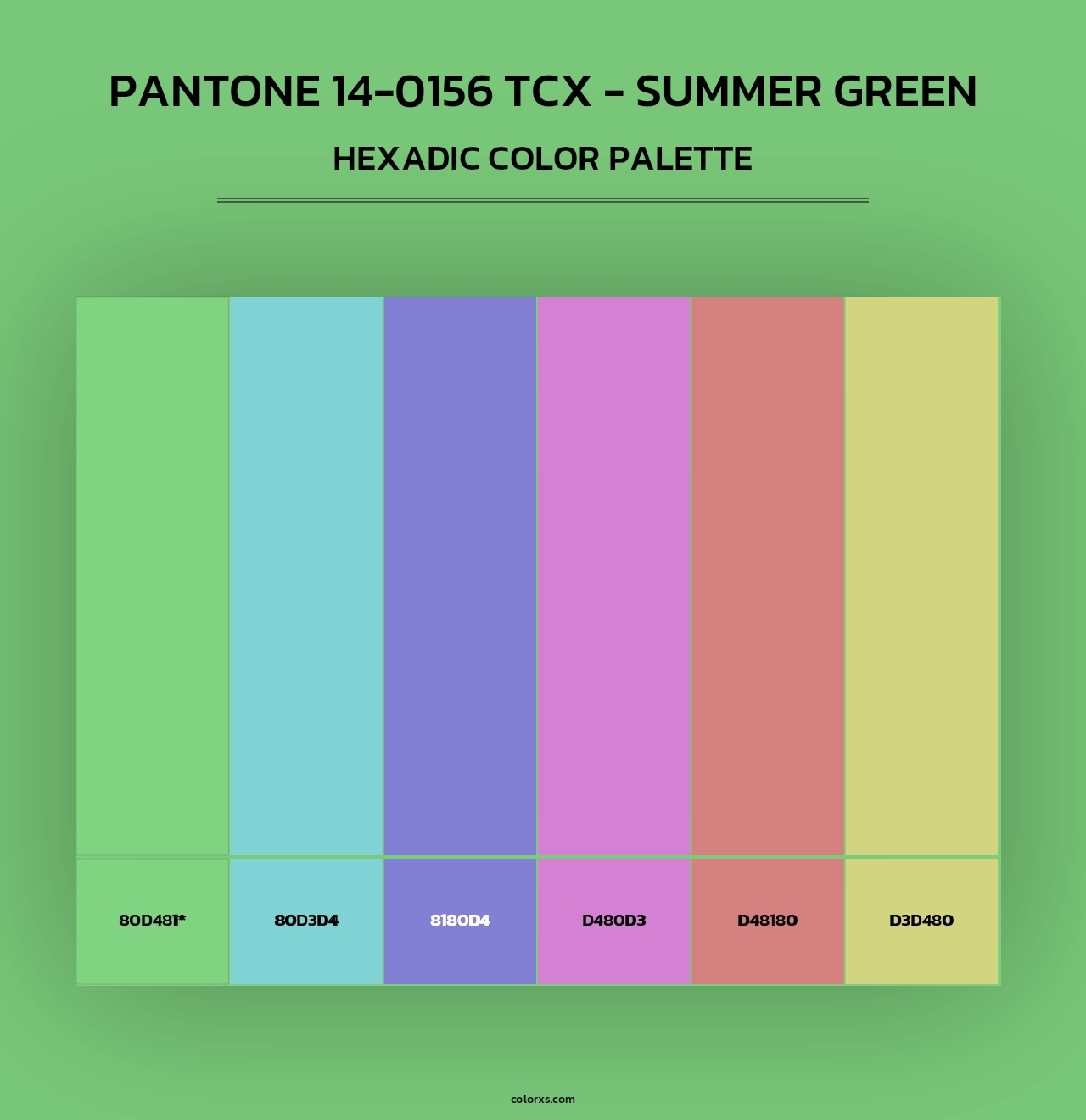PANTONE 14-0156 TCX - Summer Green - Hexadic Color Palette
