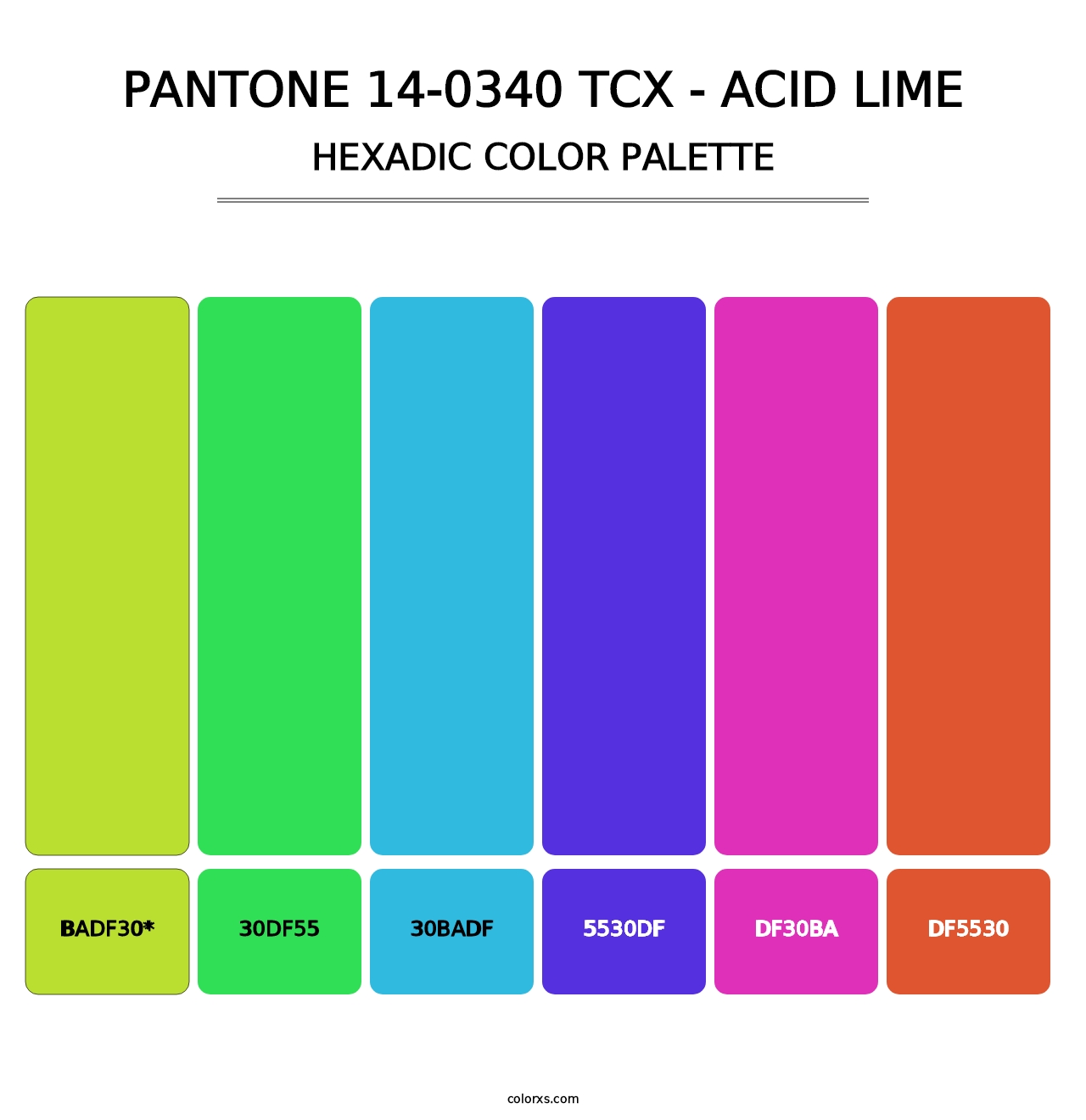 PANTONE 14-0340 TCX - Acid Lime - Hexadic Color Palette
