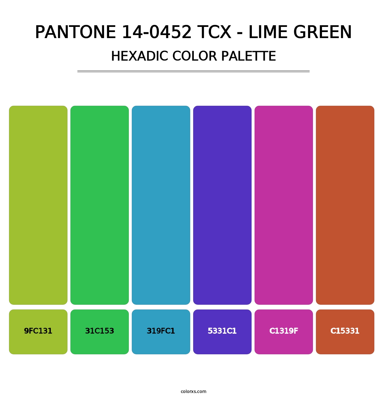 PANTONE 14-0452 TCX - Lime Green - Hexadic Color Palette