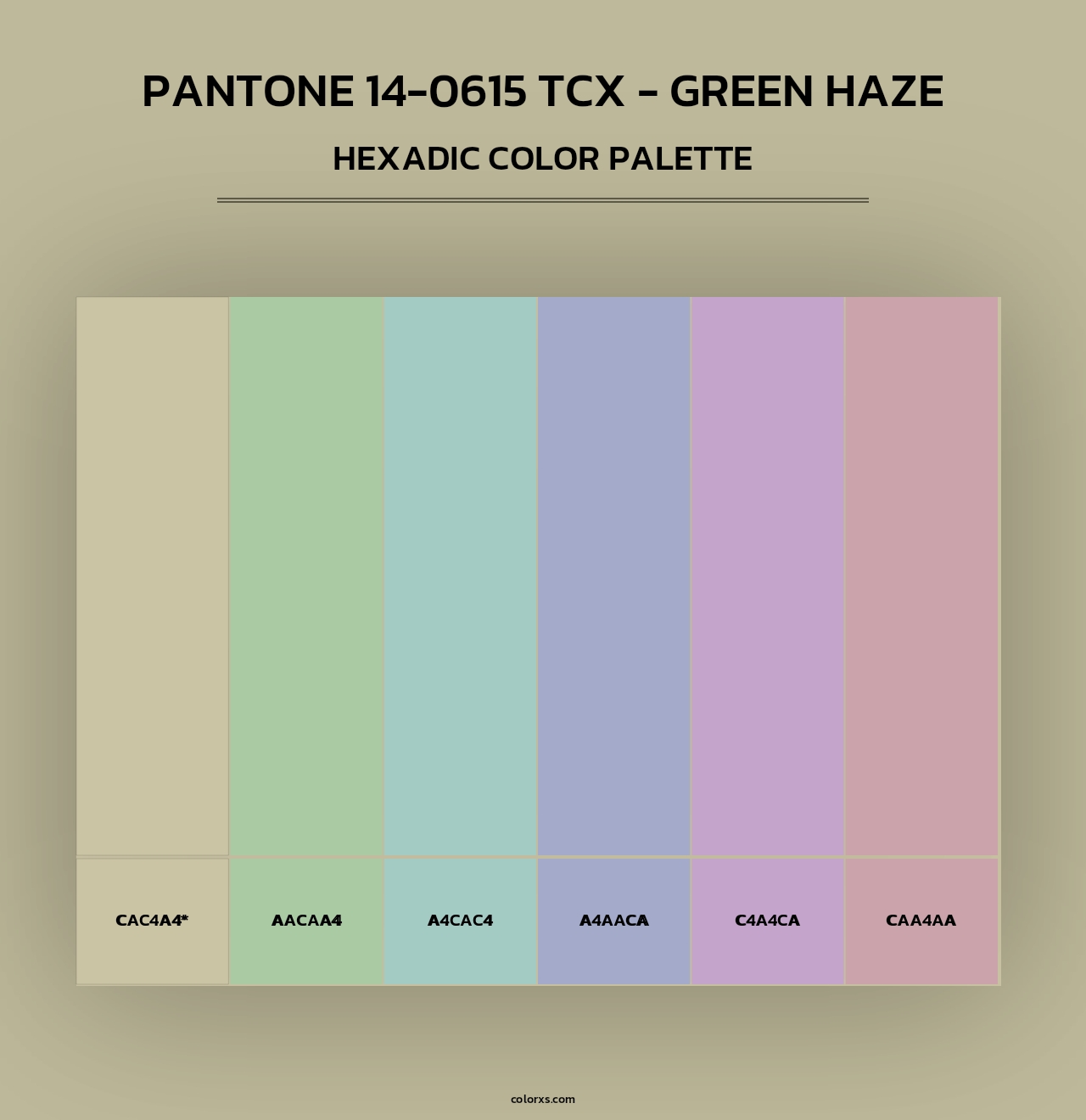 PANTONE 14-0615 TCX - Green Haze - Hexadic Color Palette