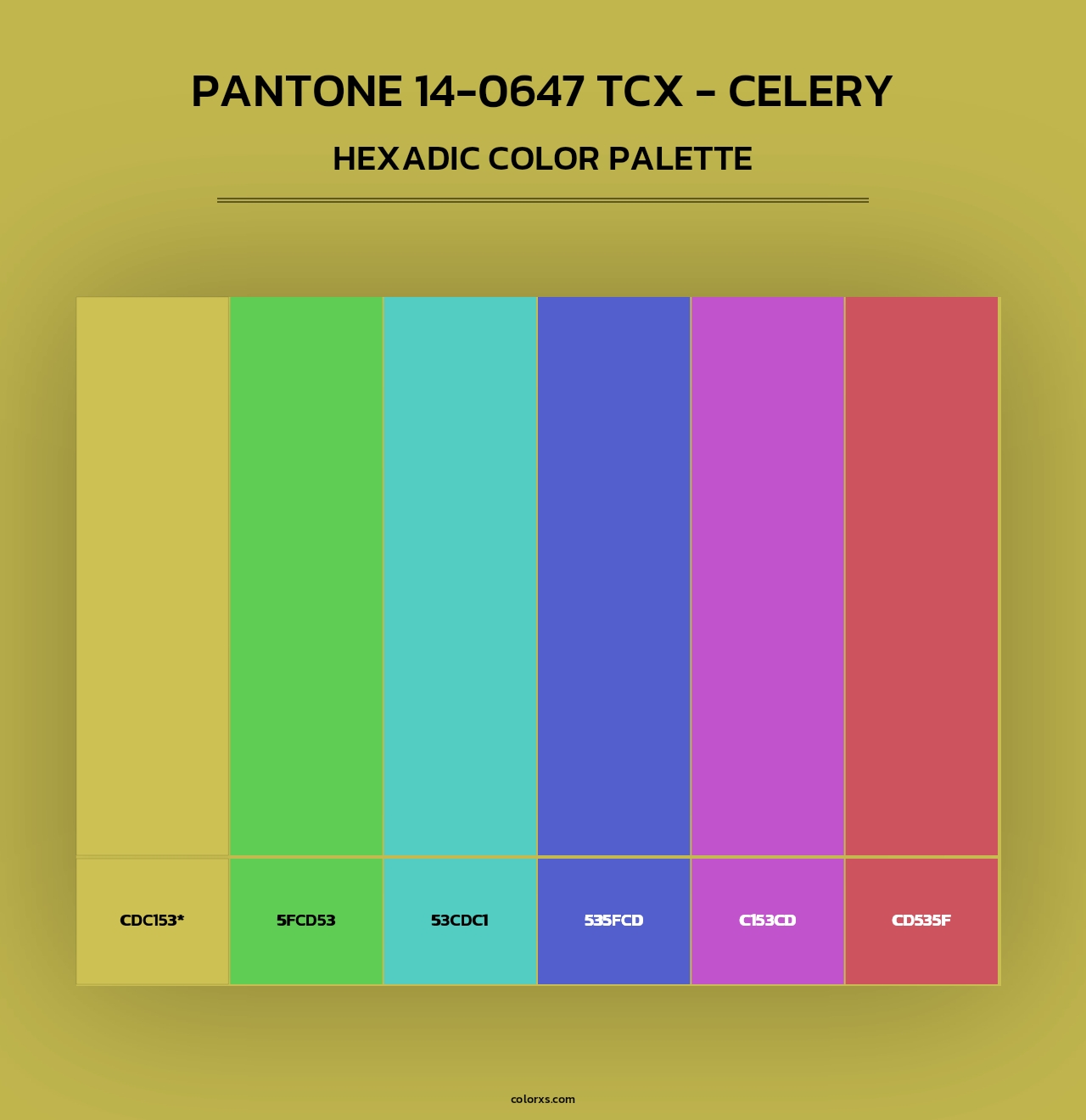 PANTONE 14-0647 TCX - Celery - Hexadic Color Palette