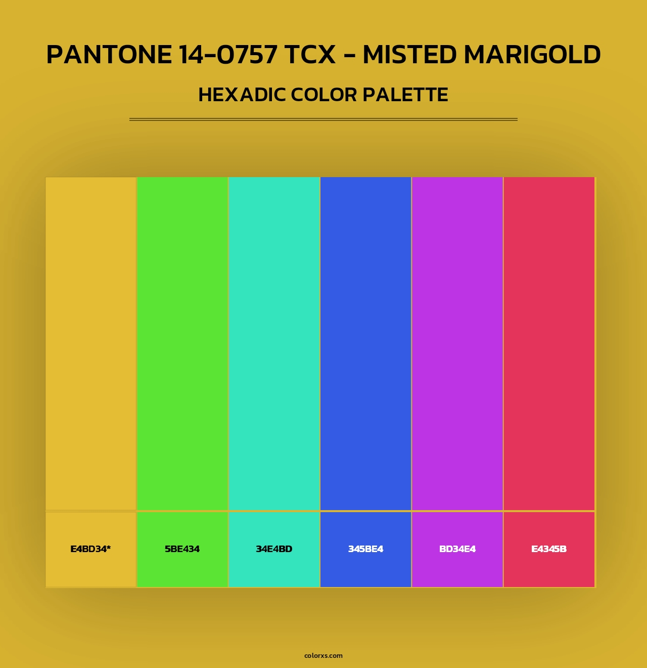 PANTONE 14-0757 TCX - Misted Marigold - Hexadic Color Palette