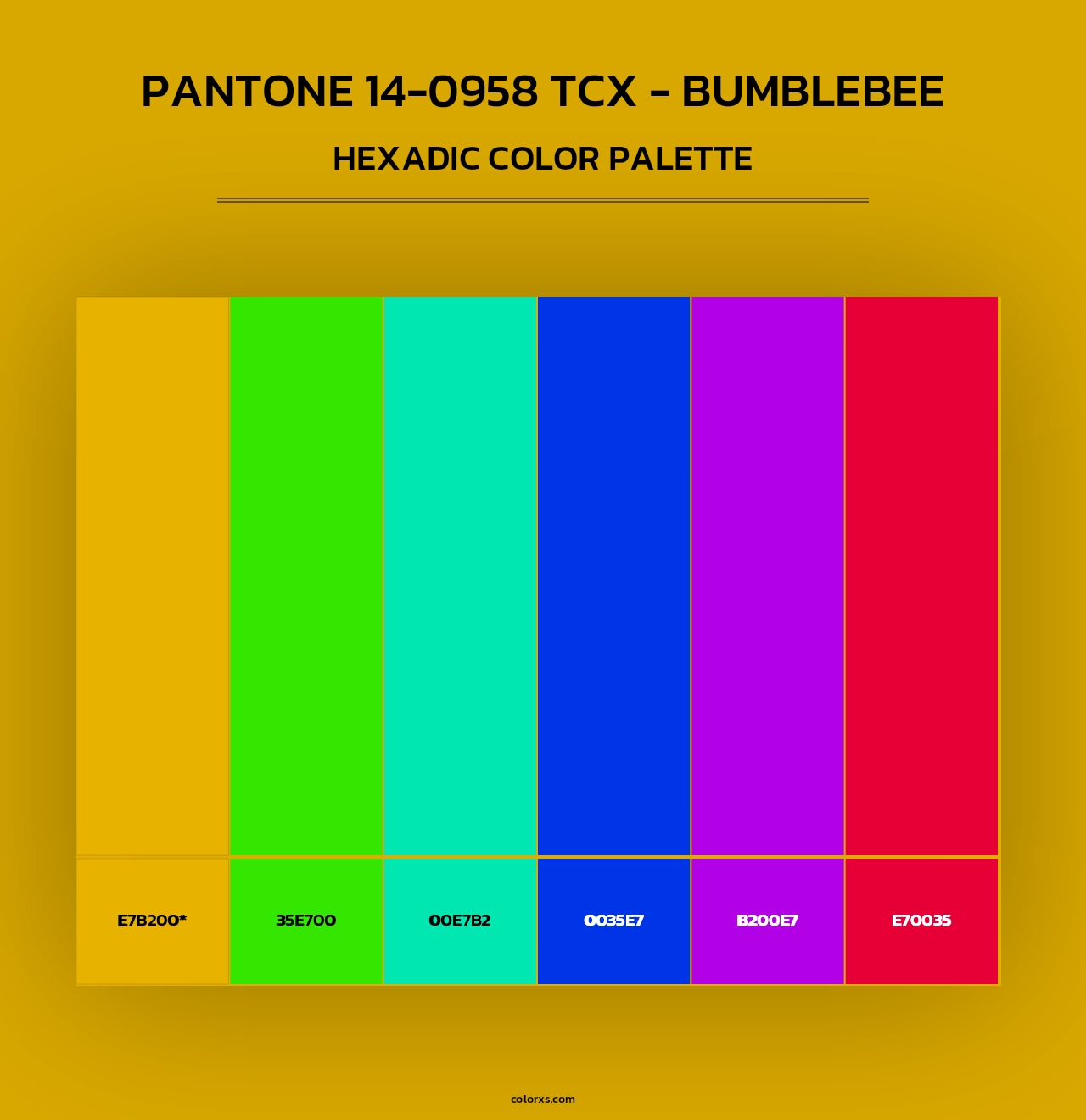 PANTONE 14-0958 TCX - Bumblebee - Hexadic Color Palette