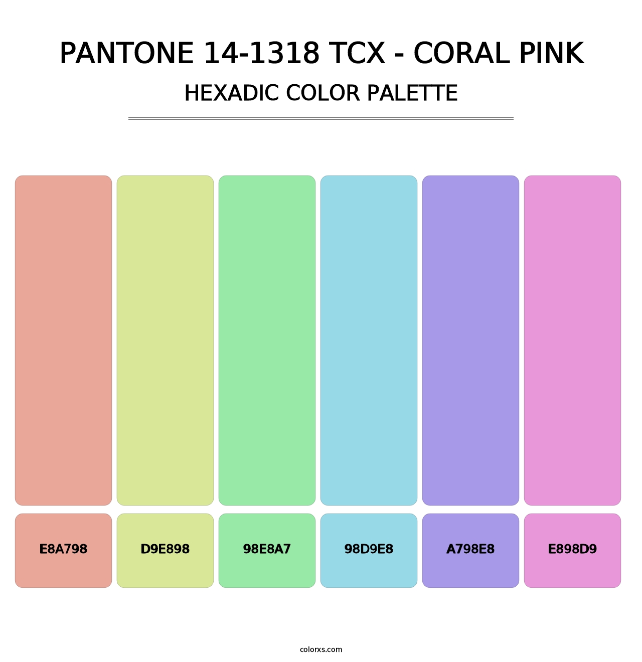 PANTONE 14-1318 TCX - Coral Pink - Hexadic Color Palette