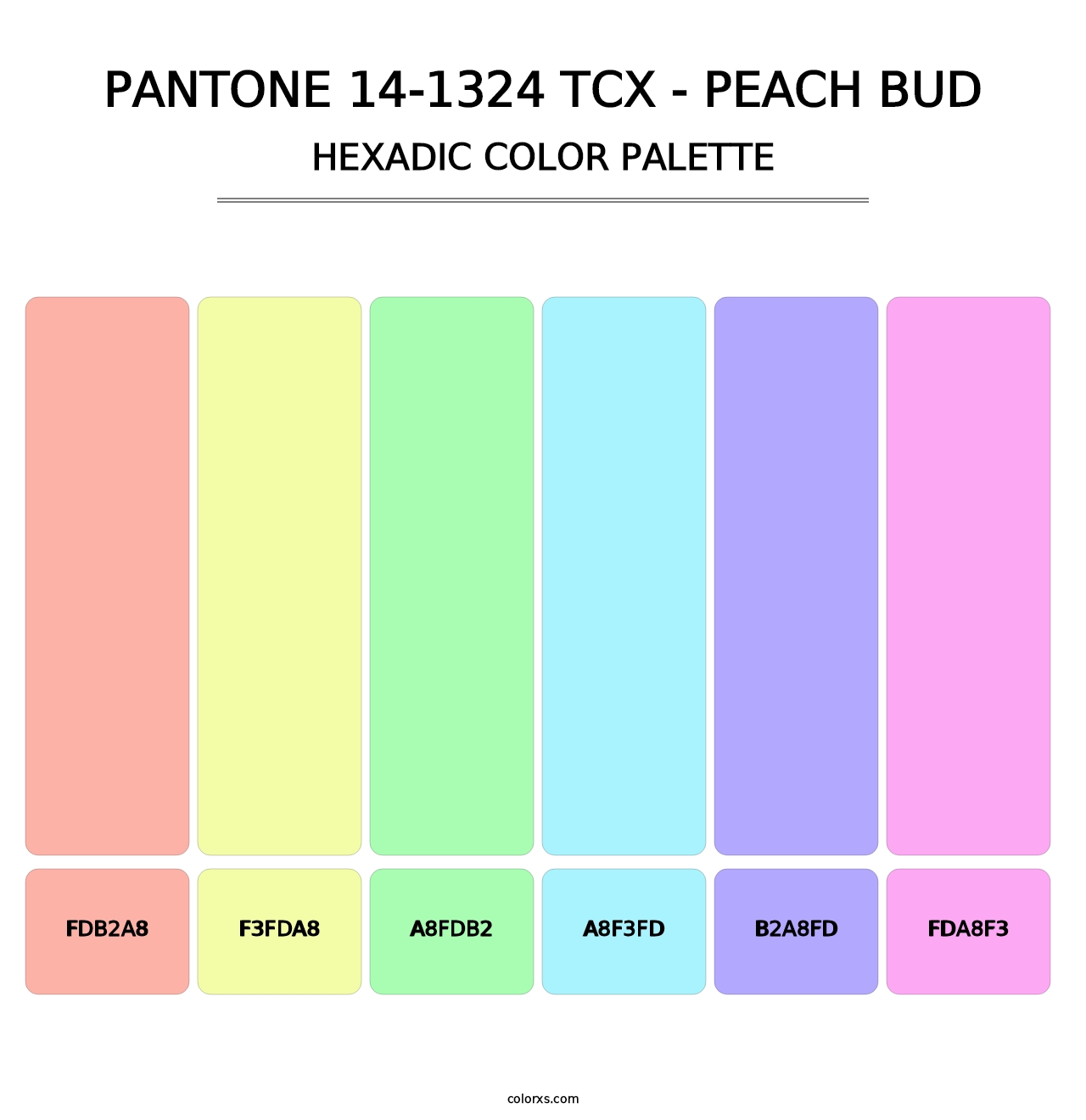PANTONE 14-1324 TCX - Peach Bud - Hexadic Color Palette