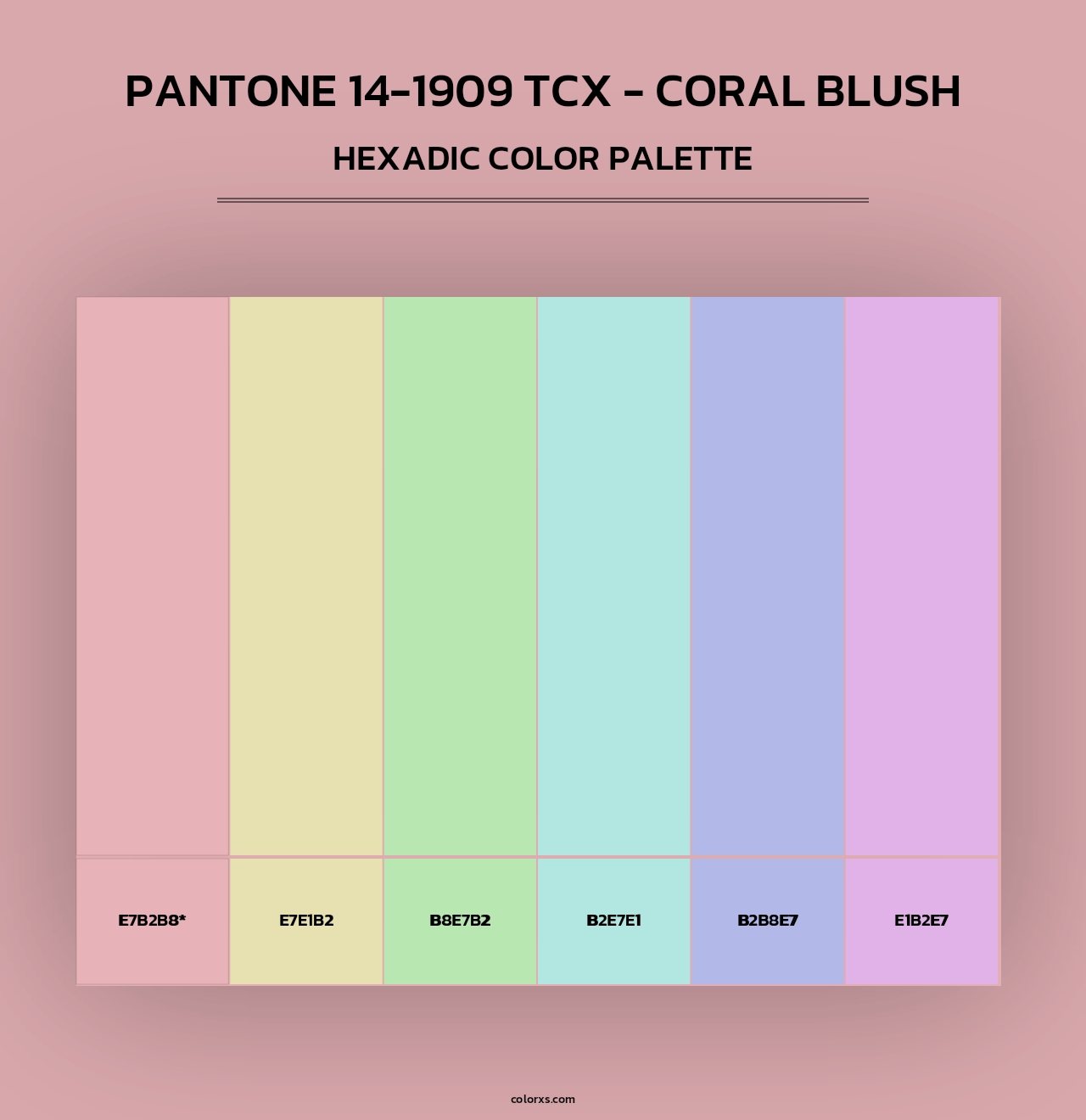 Pantone 14-1909 TCX - Coral Blush - Hexadic Color Palette