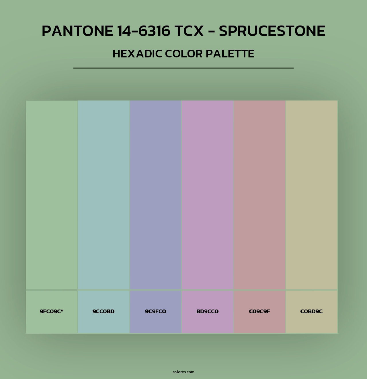 PANTONE 14-6316 TCX - Sprucestone - Hexadic Color Palette
