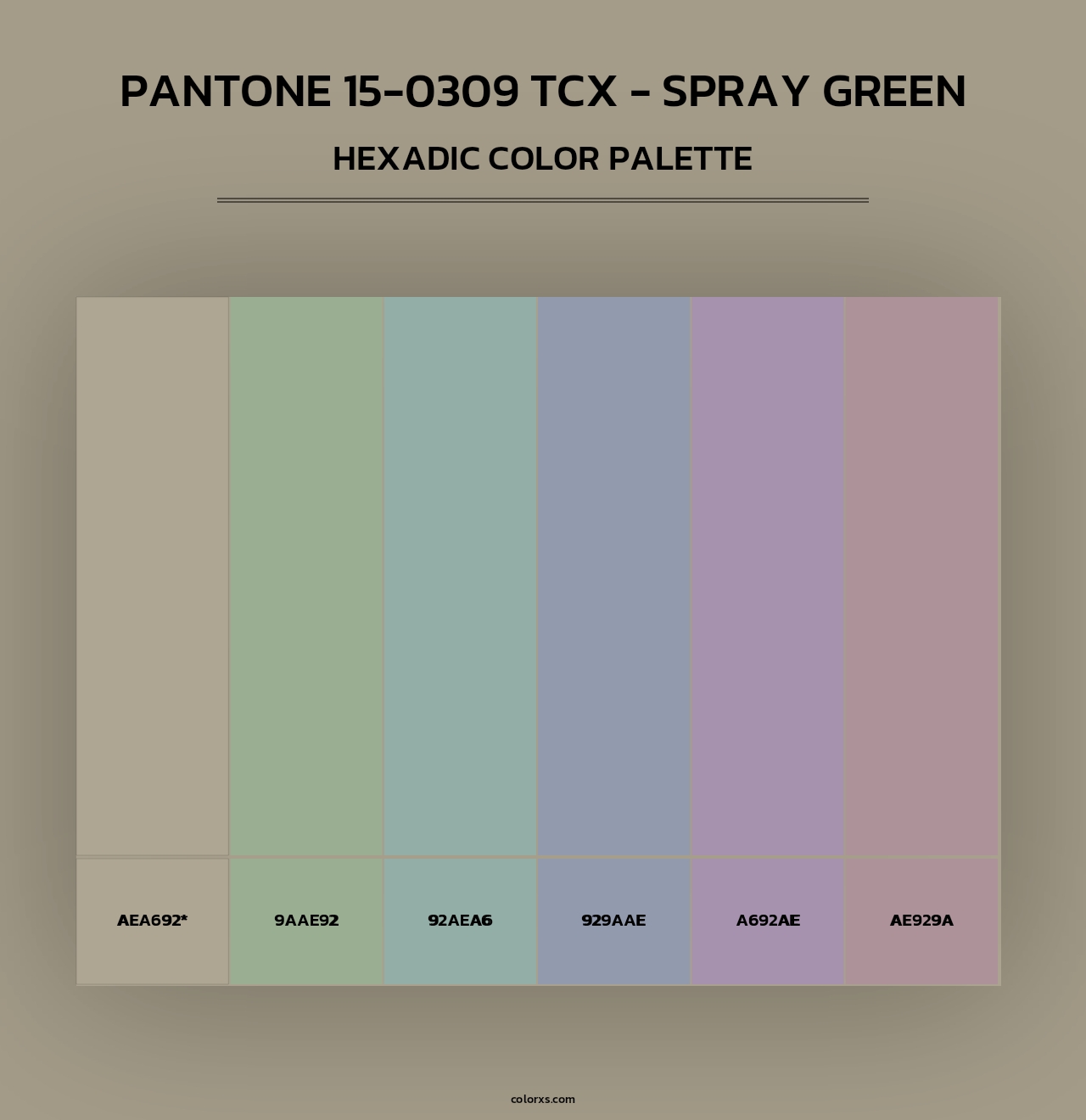PANTONE 15-0309 TCX - Spray Green - Hexadic Color Palette