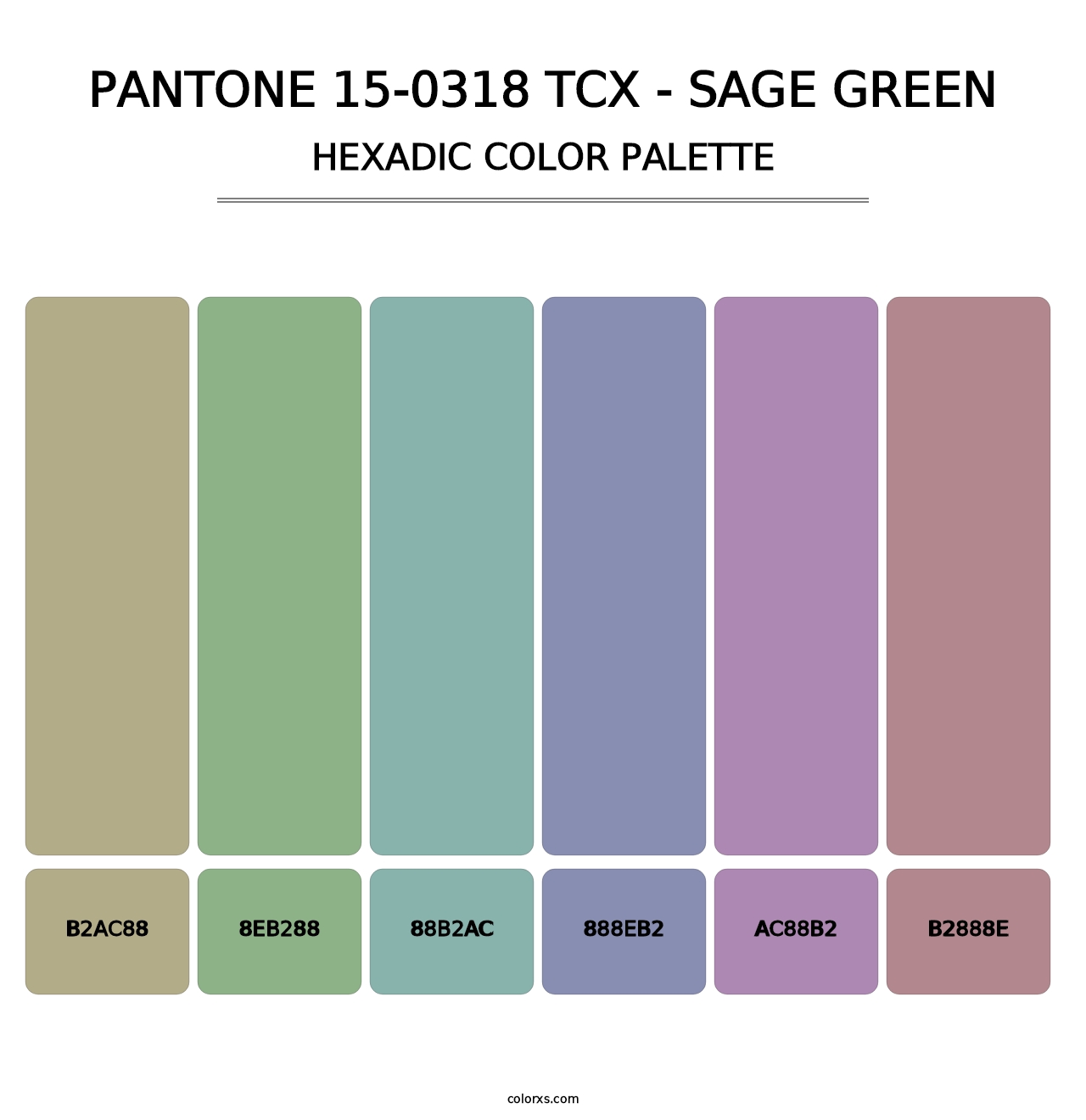PANTONE 15-0318 TCX - Sage Green - Hexadic Color Palette