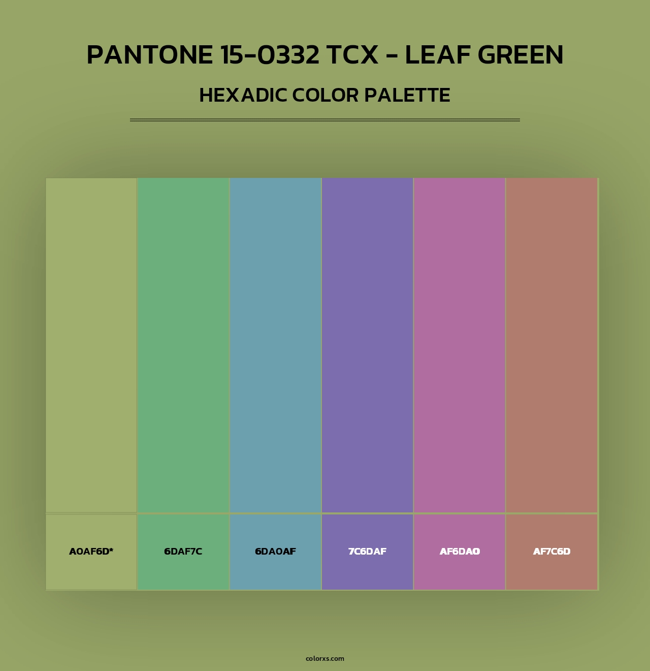 PANTONE 15-0332 TCX - Leaf Green - Hexadic Color Palette