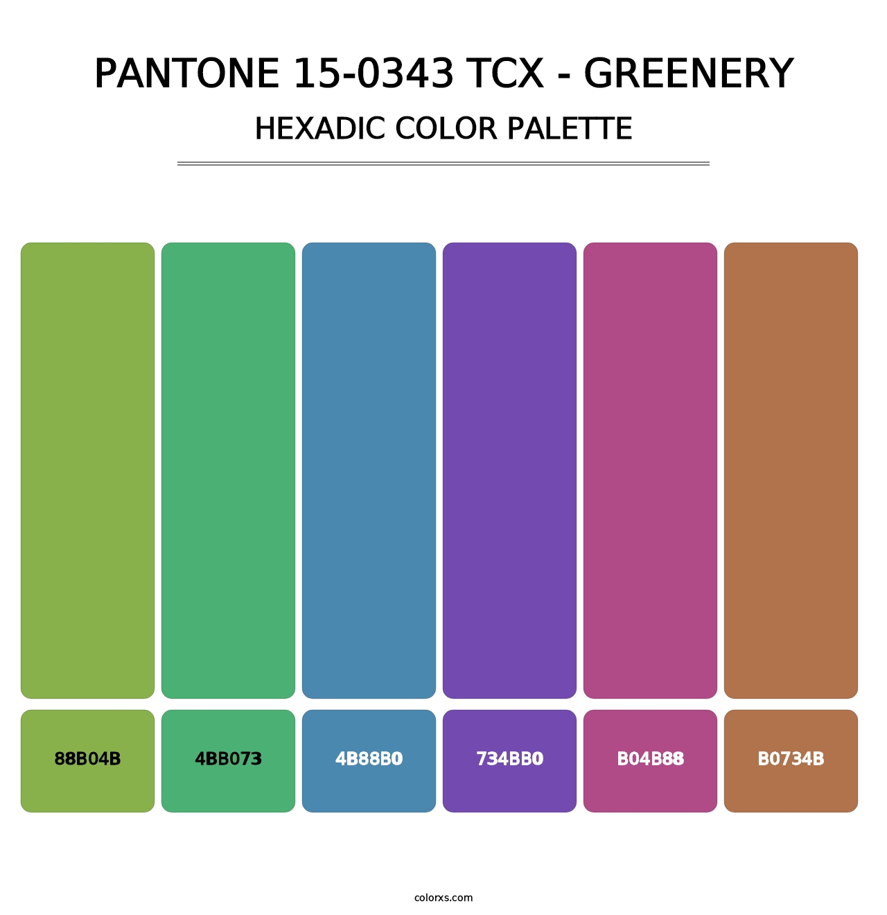 PANTONE 15-0343 TCX - Greenery - Hexadic Color Palette