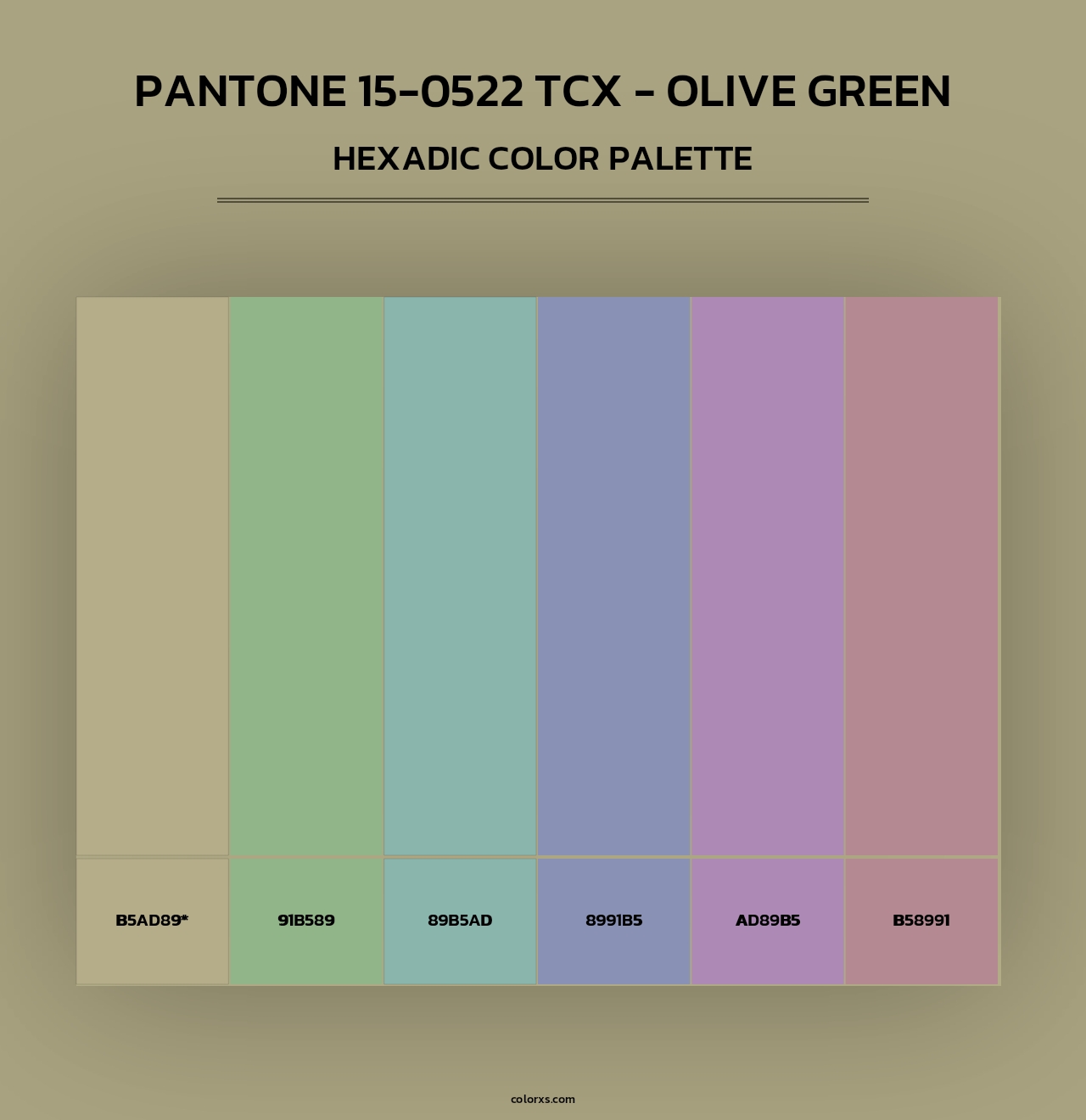Pantone 15-0522 TCX - Olive Green - Hexadic Color Palette