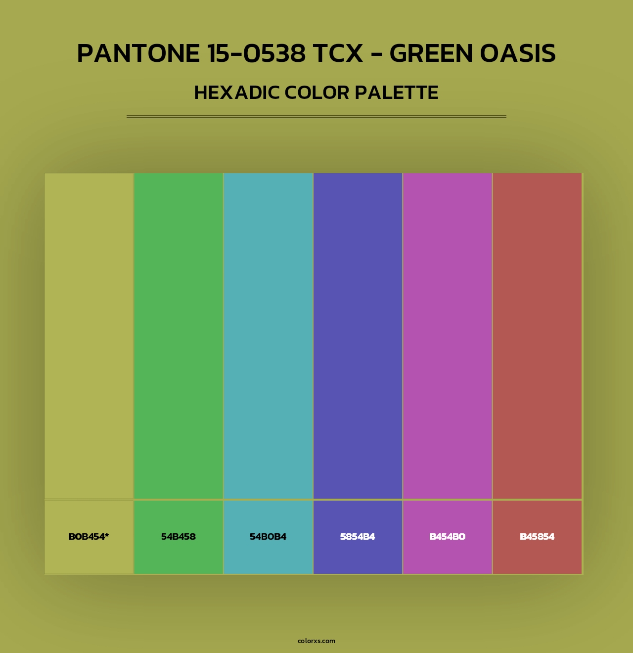 PANTONE 15-0538 TCX - Green Oasis - Hexadic Color Palette