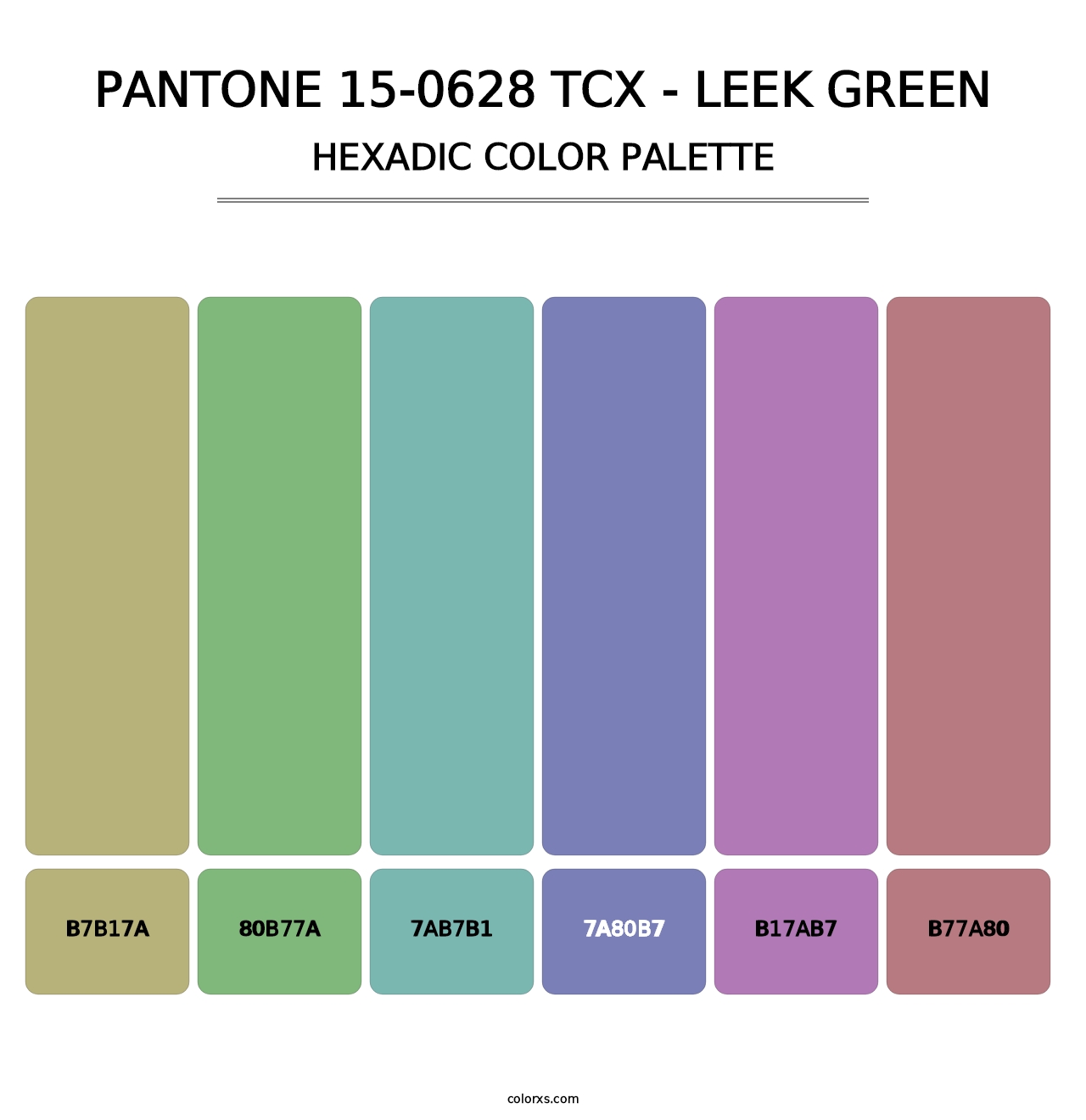 PANTONE 15-0628 TCX - Leek Green - Hexadic Color Palette