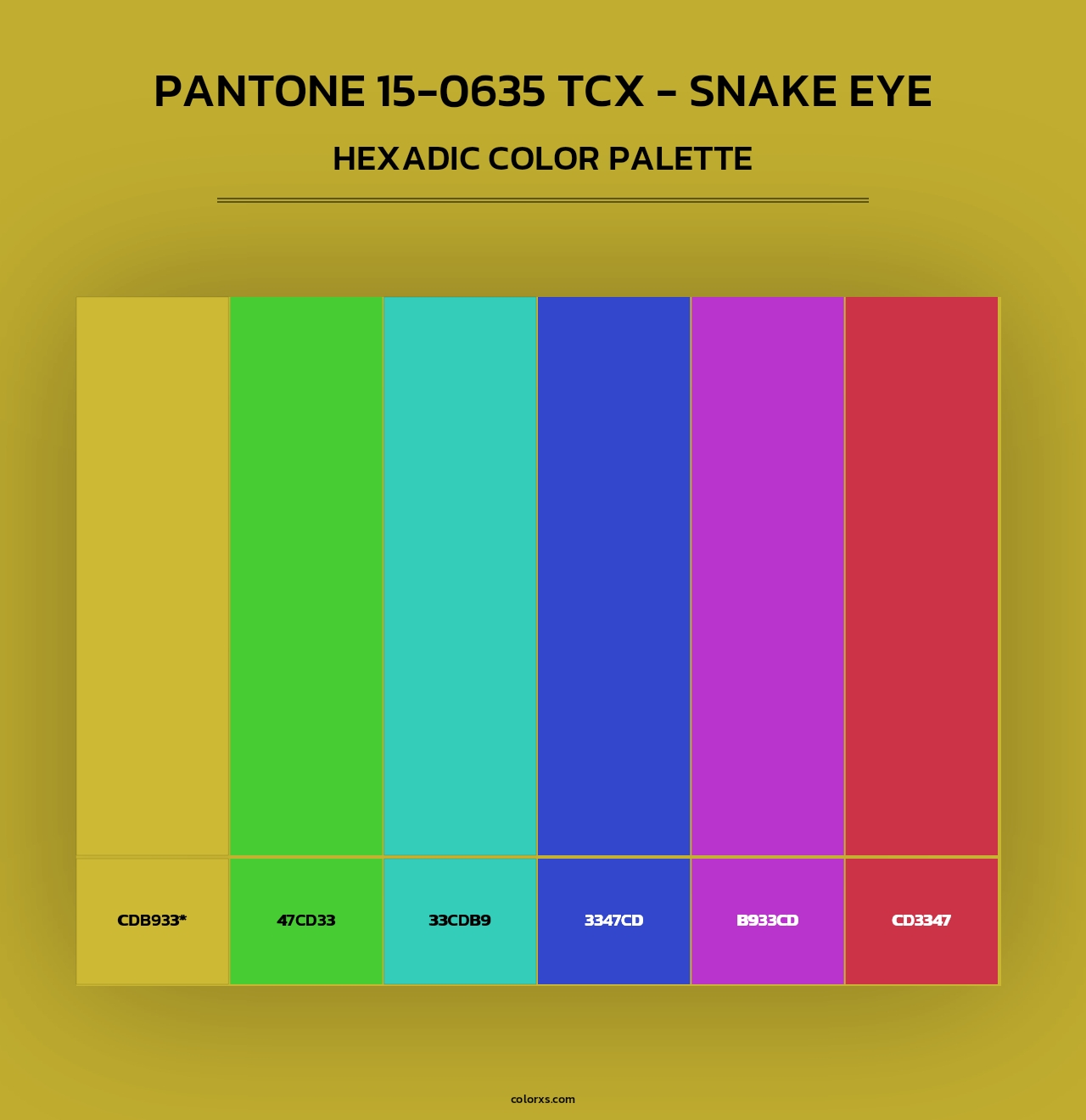 PANTONE 15-0635 TCX - Snake Eye - Hexadic Color Palette