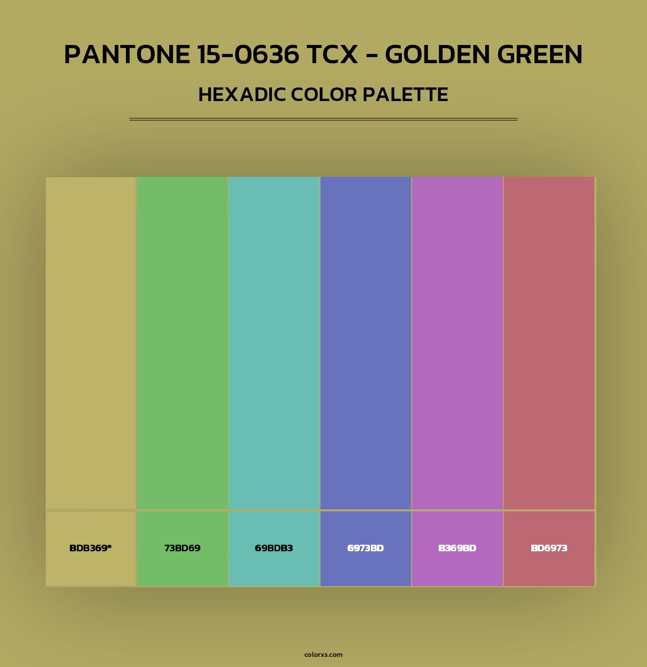 PANTONE 15-0636 TCX - Golden Green - Hexadic Color Palette