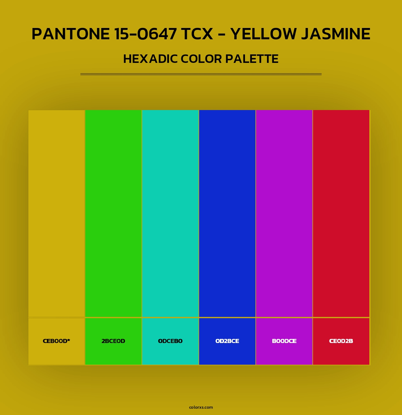 PANTONE 15-0647 TCX - Yellow Jasmine - Hexadic Color Palette
