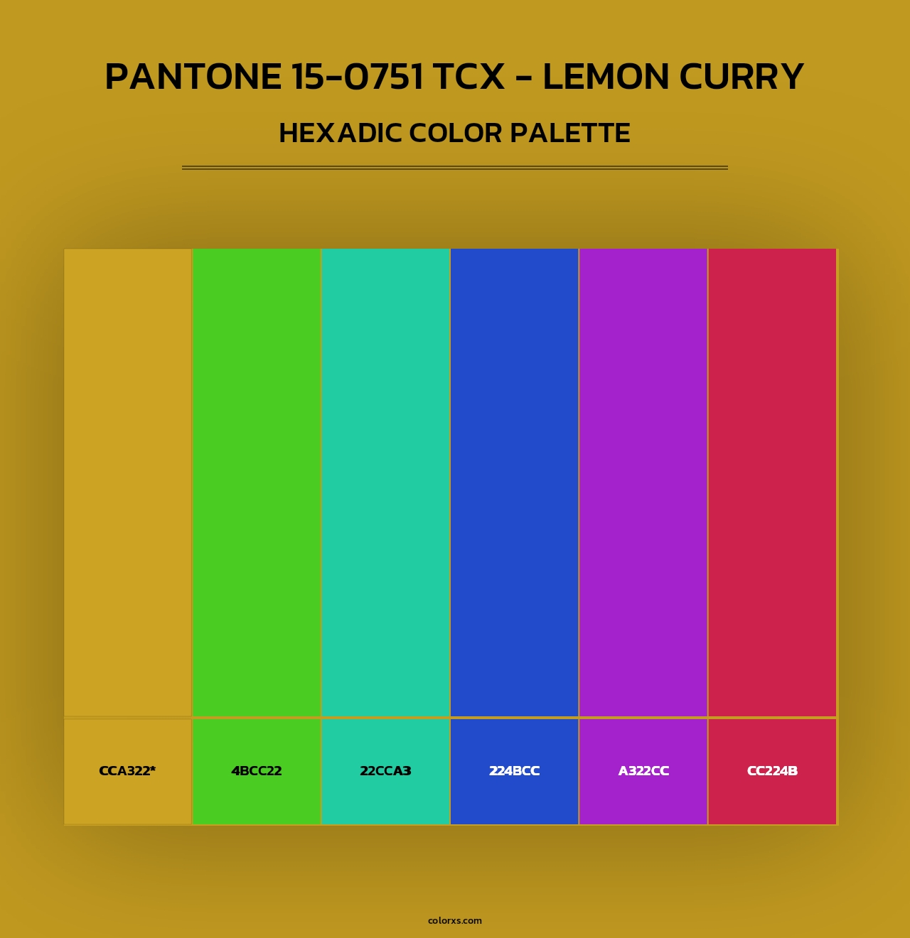 Pantone 15-0751 TCX - Lemon Curry - Hexadic Color Palette