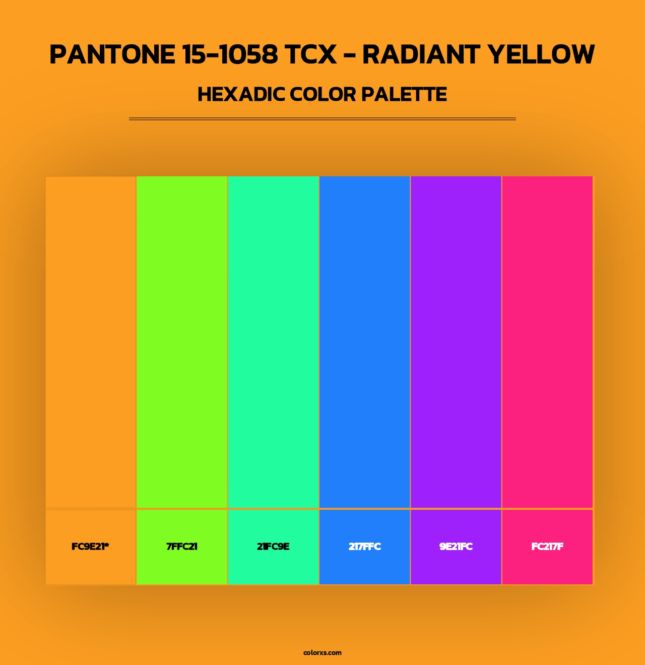 PANTONE 15-1058 TCX - Radiant Yellow - Hexadic Color Palette