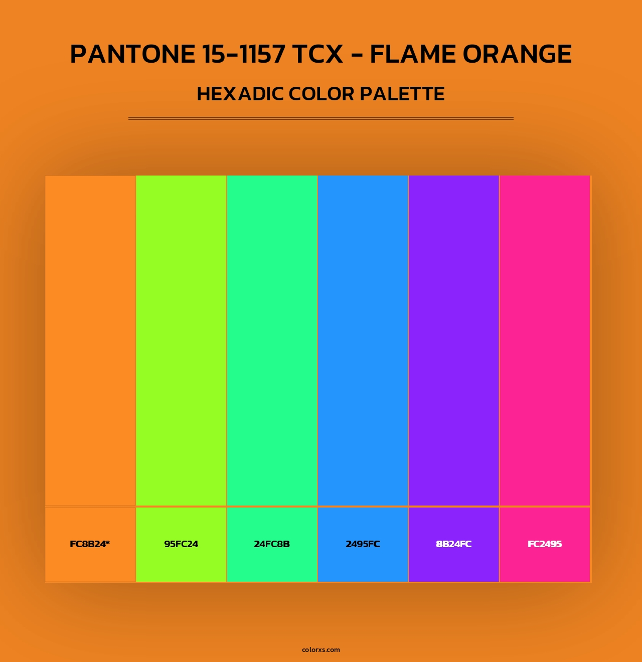PANTONE 15-1157 TCX - Flame Orange - Hexadic Color Palette