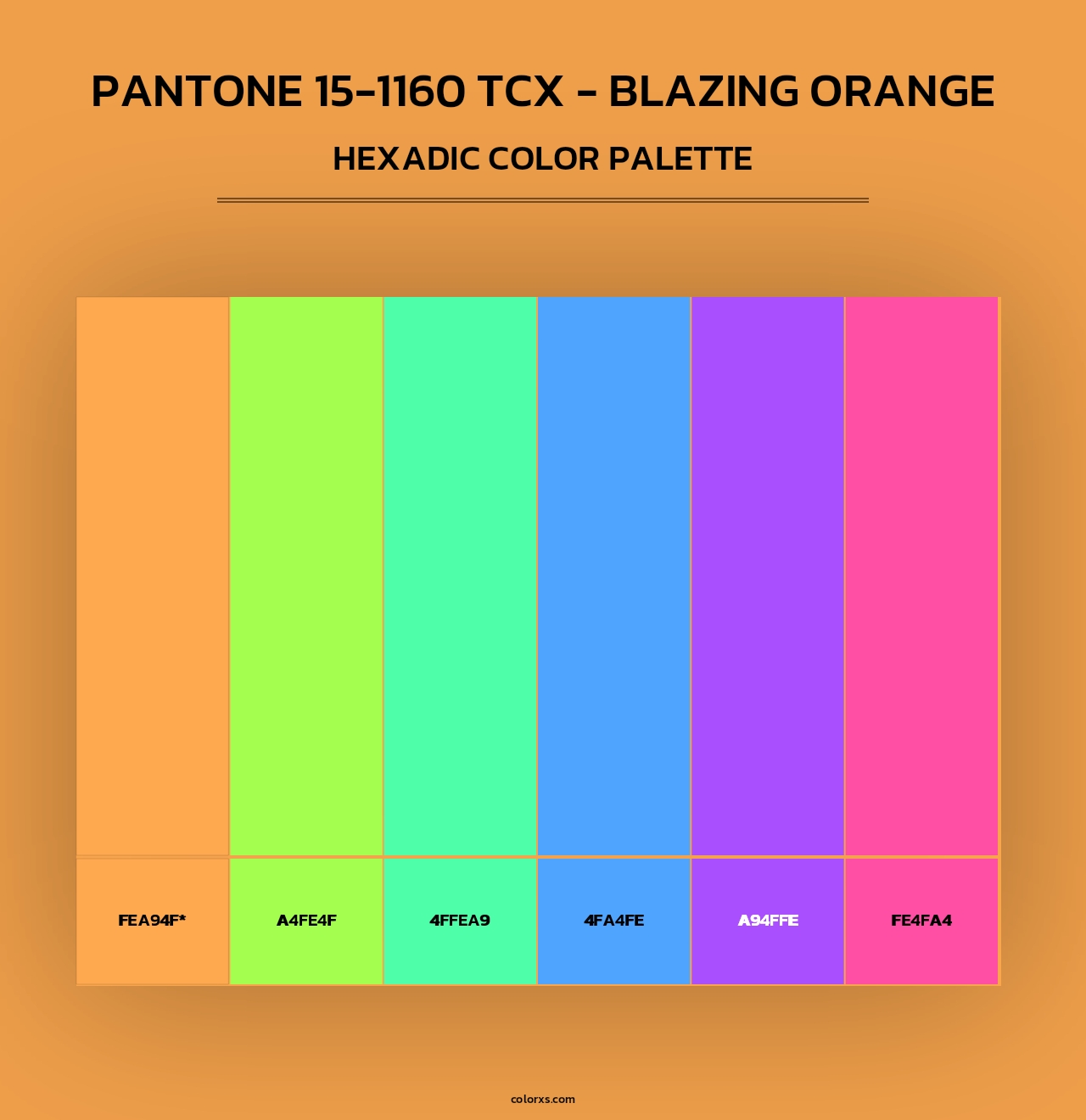 PANTONE 15-1160 TCX - Blazing Orange - Hexadic Color Palette